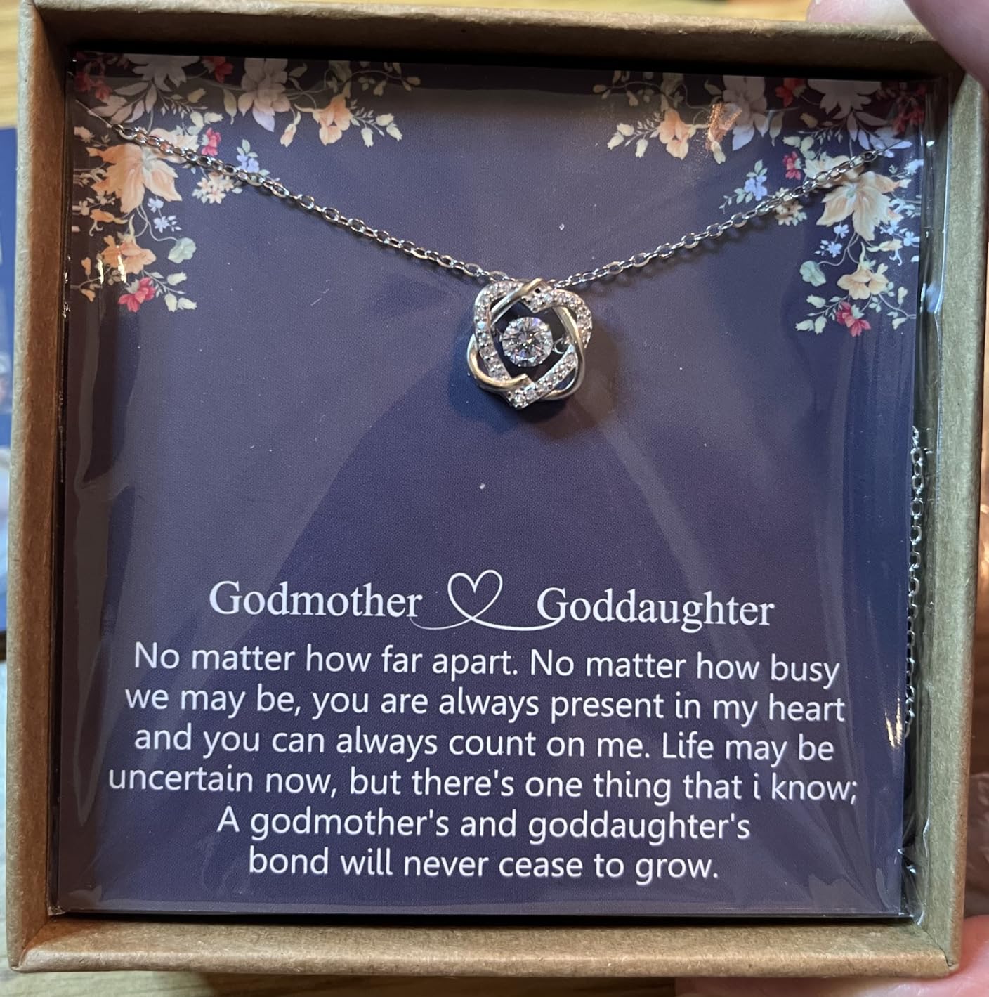 NOURISHLOV Sterling Silver Interlocking 2 Hearts Necklace, Female Godmother Gifts for Goddaughter, Baptism, First Confirmation, Easter, Graduation, Birthday | 2 Hearts Necklace customer photo 1