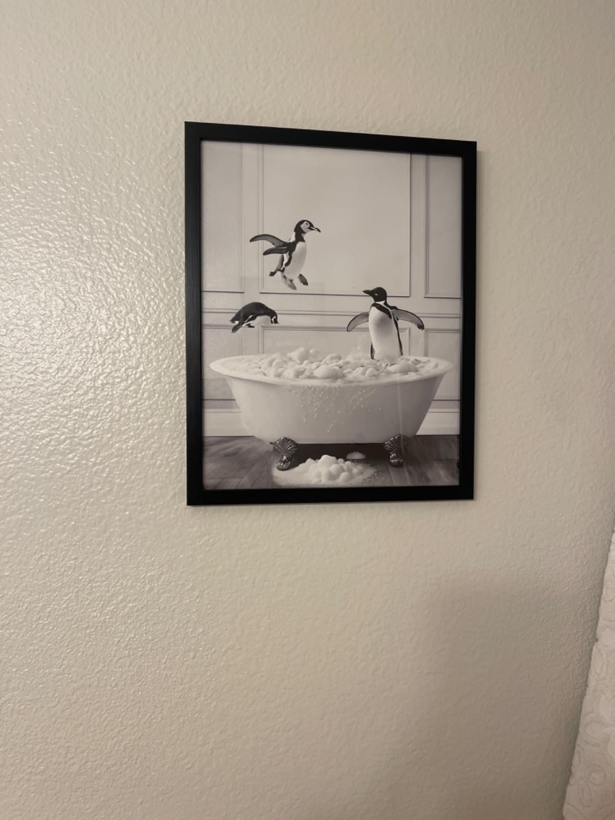 Framed Bathroom Decor Wall Art, Chimpanzee in Bathtub, Black and White Wall Art, Funny Bathroom Wall Decor Signs, Cute Animal Art Home Decor (Framed,8''x10'') customer photo 1