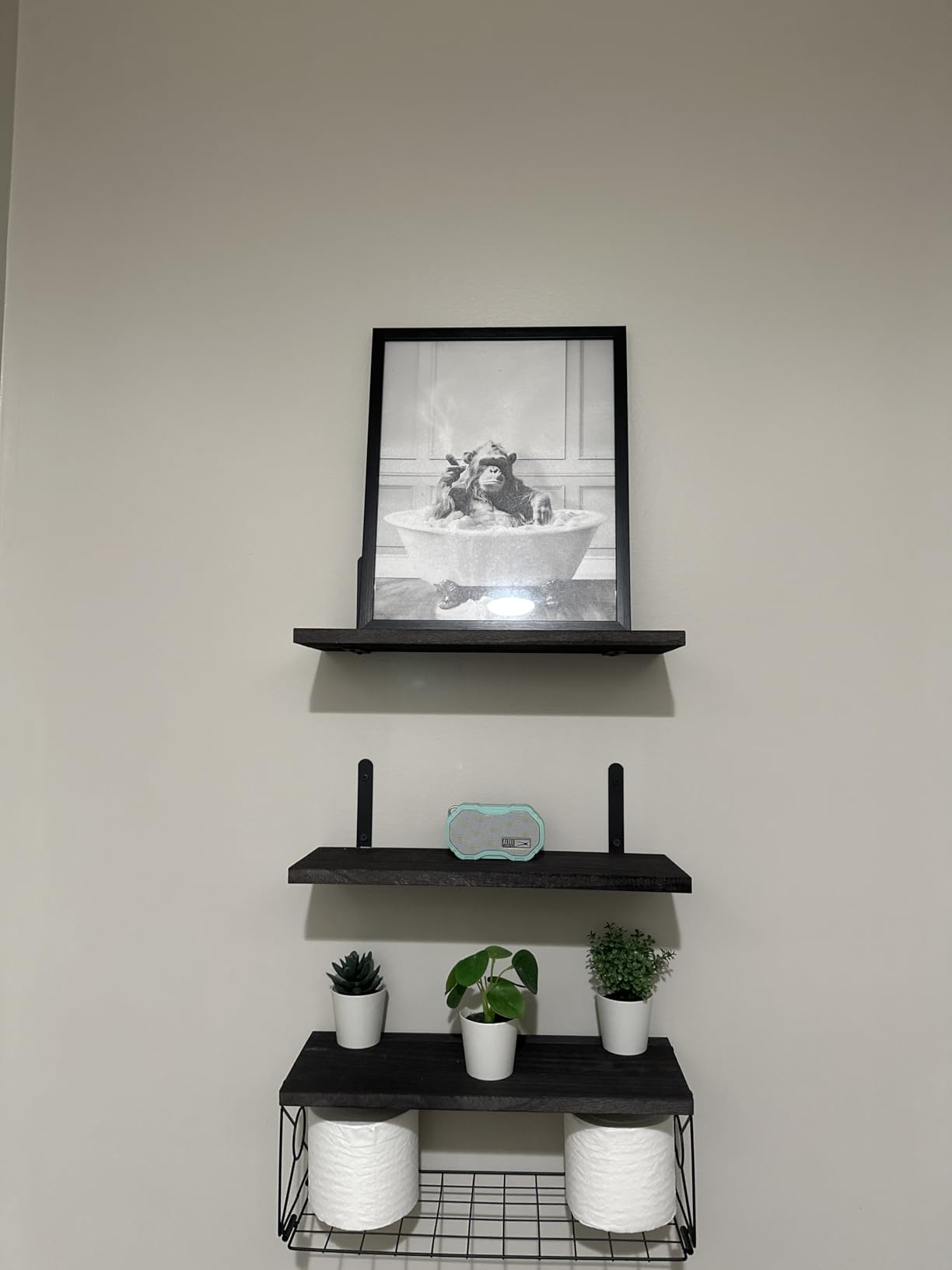 Framed Bathroom Decor Wall Art, Chimpanzee in Bathtub, Black and White Wall Art, Funny Bathroom Wall Decor Signs, Cute Animal Art Home Decor (Framed,8''x10'') customer photo 2