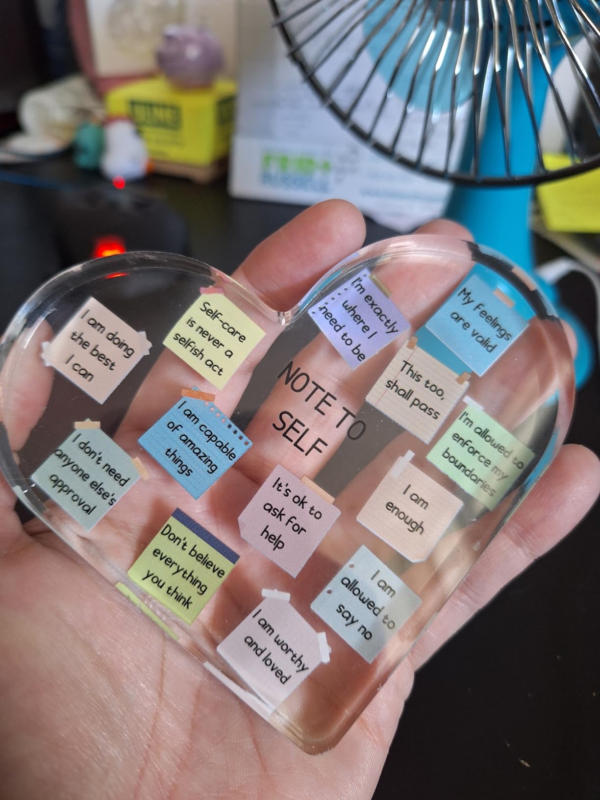 Note to Self Motivational Decor - Office Acrylic Heart Gift Therapy Mental Health Print Decorations for School Counseling Office Therapy Desktop Art Decoration School Counselor, Therapist Office Gifts customer photo 2