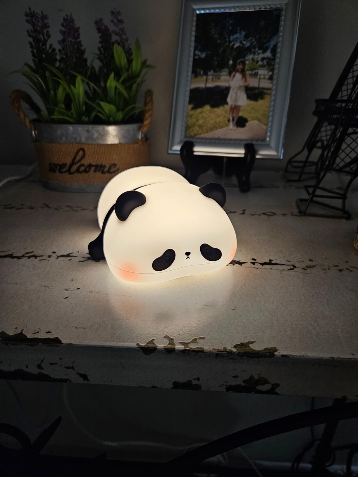 ATSUI Cute Panda Night Light, LED Squishy Novelty Animal Night Lamp, Food Grade Silicone 3 Level Dimmable Nursery Nightlight for Desk Decor customer photo 1