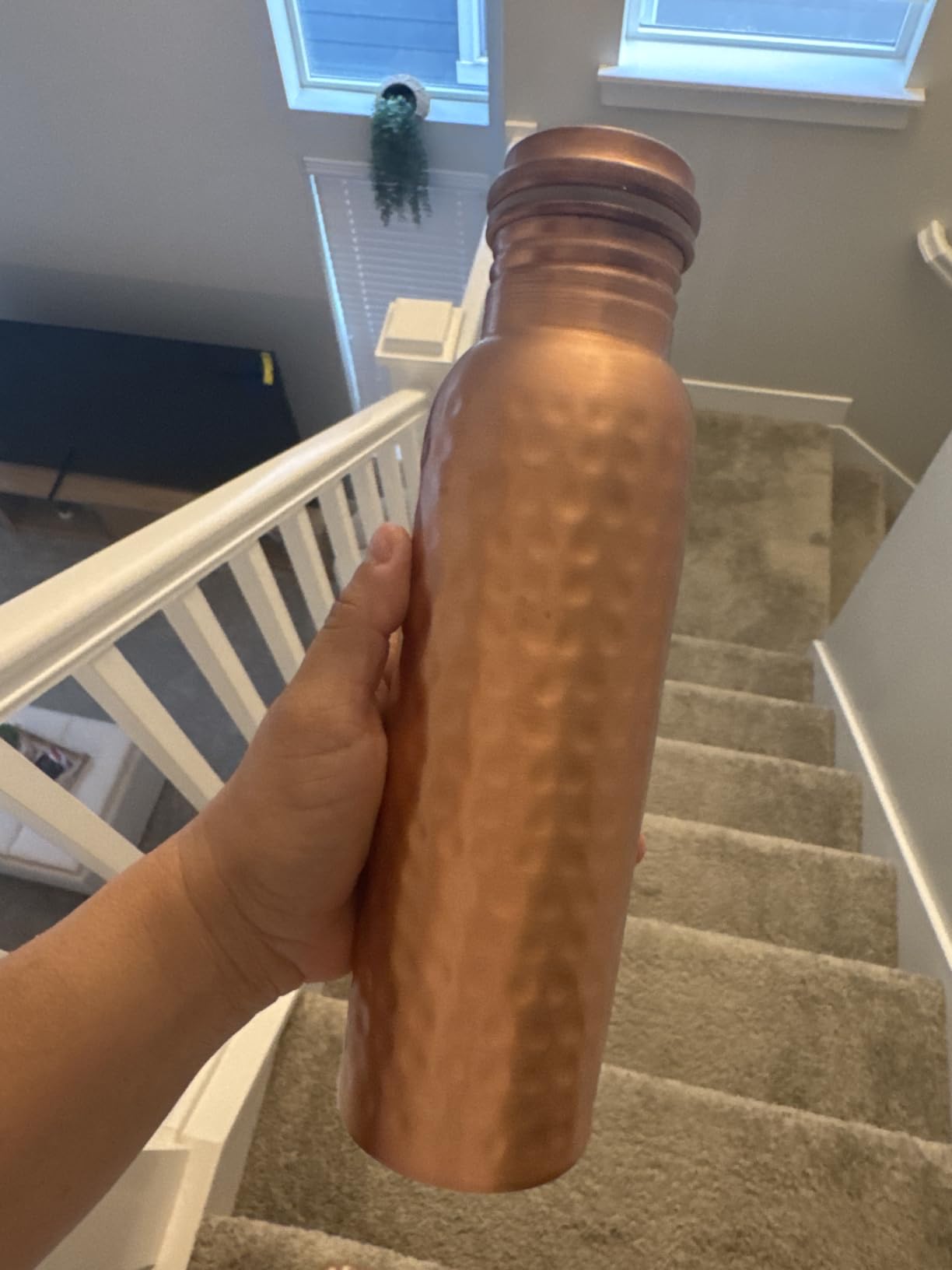 CLEO HOME 100% Pure Copper Water Bottle for Drinking, 34 Oz Hammered Ayurvedic Copper Bottle for Drinking Water | Leak-Proof & Eco-Friendly | For Yoga, Office, Travel with Canvas Carry Bag & Brush customer photo 2