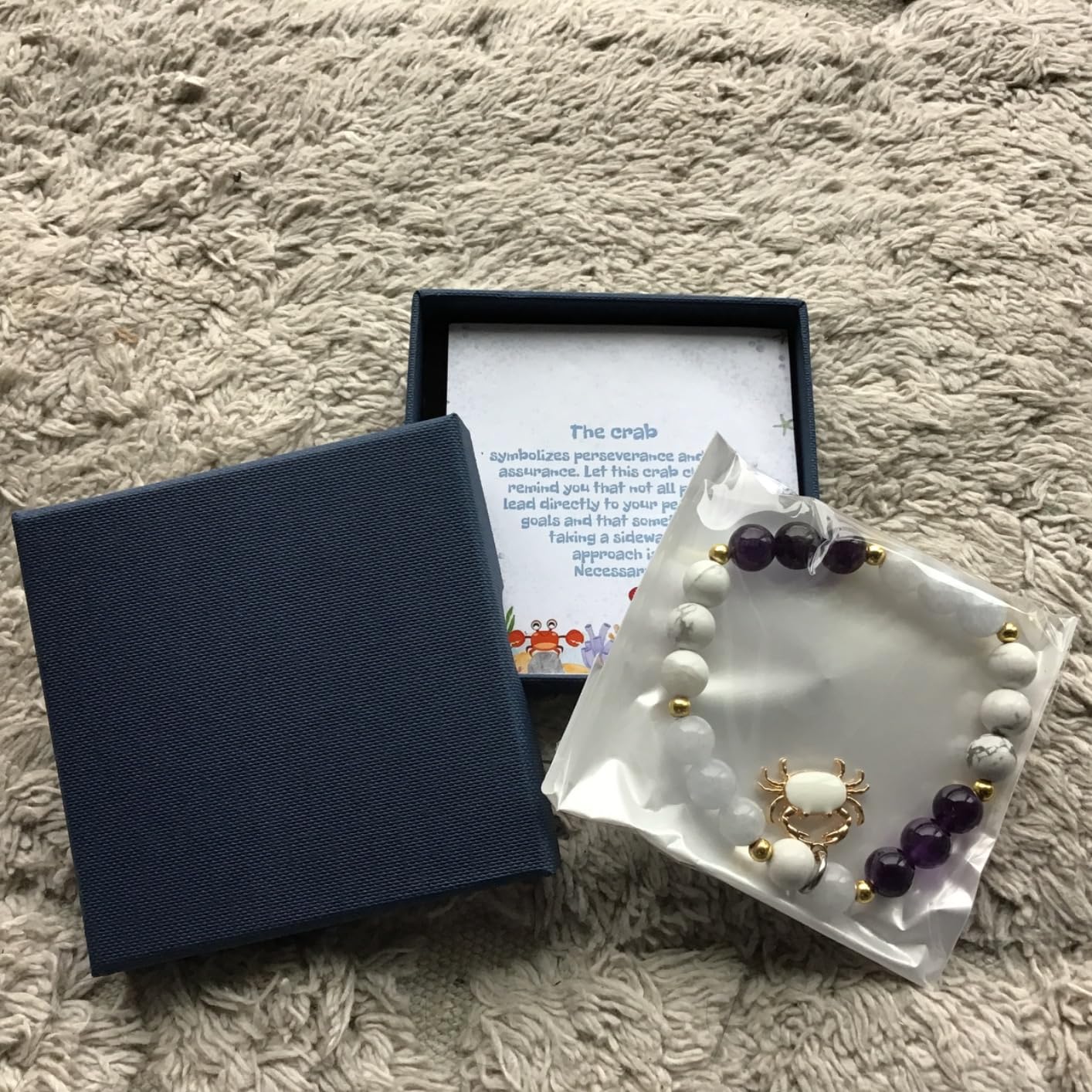 PARTNER Crab Inspirational Birthday Gifts for Women Best Friends Unique Gifts Natural Stone Beaded Bracelets for Women Agate Beaded Jewelry with Meaningful Message Card For Crab Lovers,Comes Packaged customer photo 1