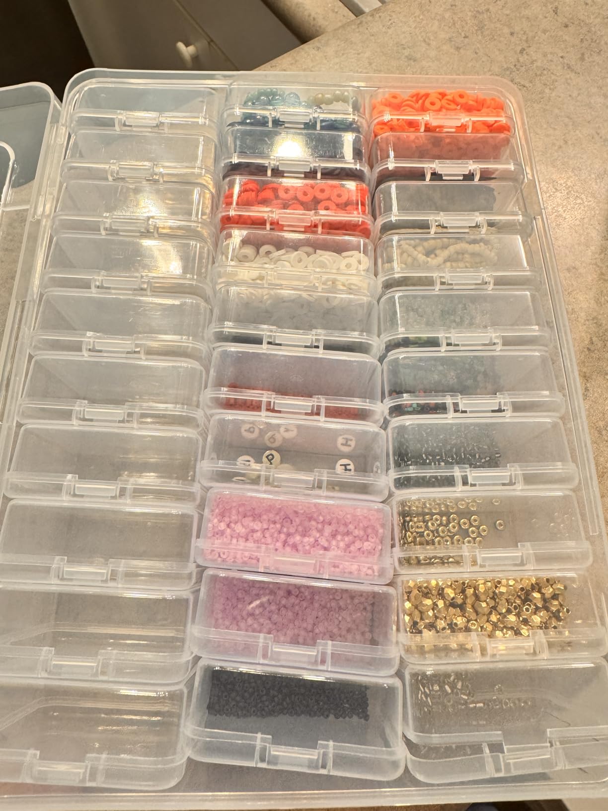 Mathtoxyz Bead Organizer Box, 30Pcs Small Beads Organizers and Storage Plastic Cases Mini Clear Dimond Storage Containers Boxes with Hinged Lid and Rectangle for Bracelet Making DIY Jewelry Craft Nail customer photo 1