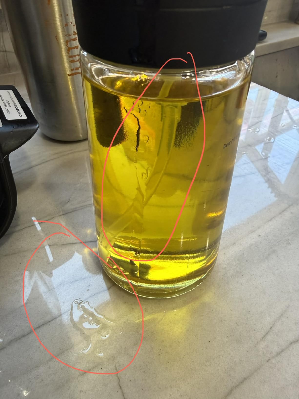 TrendPlain 16oz/470ml Glass Olive Oil Sprayer for Cooking - 2 in 1 Olive Oil Dispenser Bottle for Kitchen Gadgets and Air Fryer Accessories, Salad, BBQ - Black customer photo 2