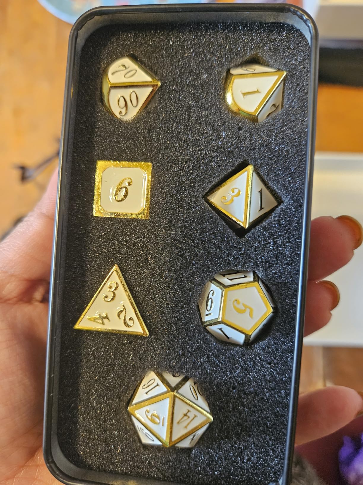 Matt Red DND Metal Dice, DNDND 7 PCS Heavy Metallic D&D Dice Set with Gorgeous Gift Case for Dungeons and Dragon Tabletop Game (Matte Red with White Flower) customer photo 1