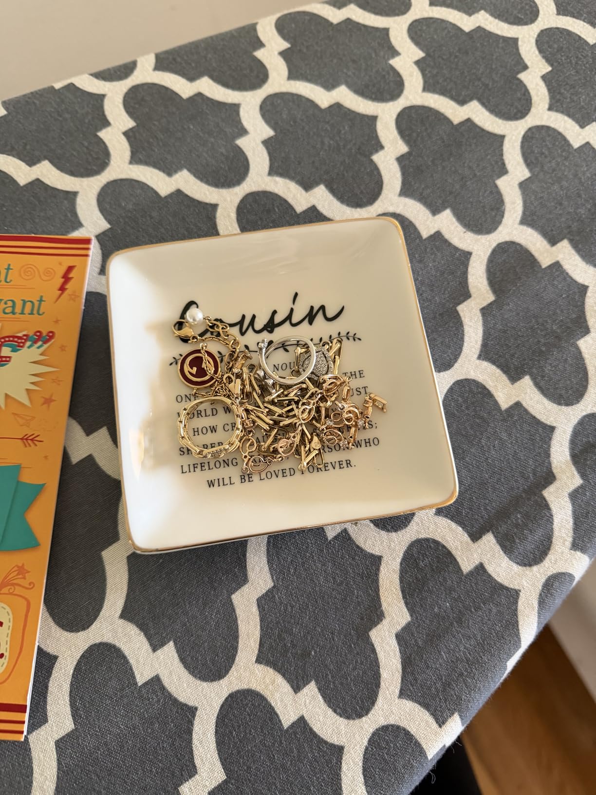 WODMIS Cousin Gifts Ceramic Jewelry Tray Dish, Cousin Birthday Gifts Jewelry Plate Dish, Cousins Ring Trinket Dish, Cousin Christmas Graduation Wedding Gifts customer photo 1