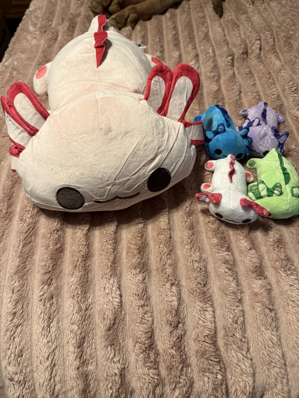KMUYSL Axolotl Plush Toys for Ages 0 1 2 3 4 5 6 7 8+ Year Old Boys Girls- Axolotl Mommy Stuffed Animal with 4 Baby Axolotls in Her Tummy, Christmas Birthday Gifts for Baby, Toddler, Kids customer photo 1