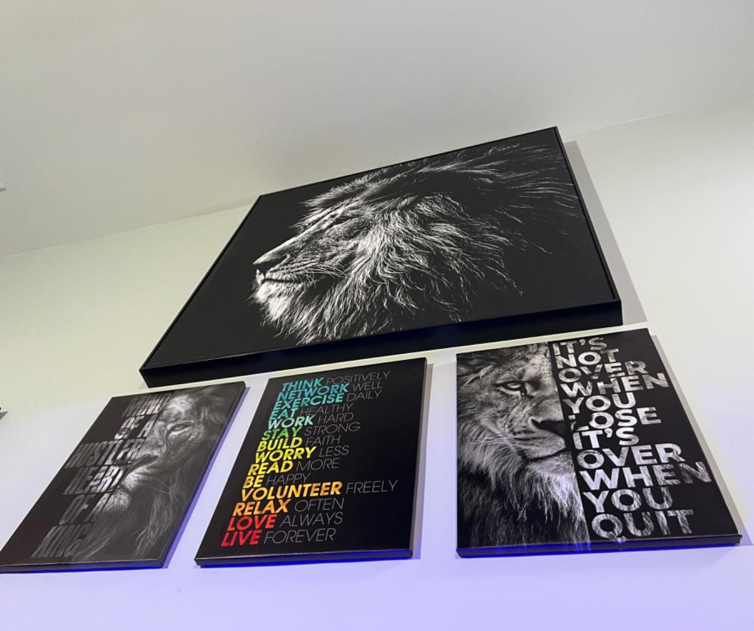 Unbruvo Tiger Motivational Wall Art - 3 Piece Canvas Prints for Office, Inspirational Leadership Quotes, Black Tiger Picture Wall Decor for Living Room, Bedroom(36''Wx 16''H) customer photo 1