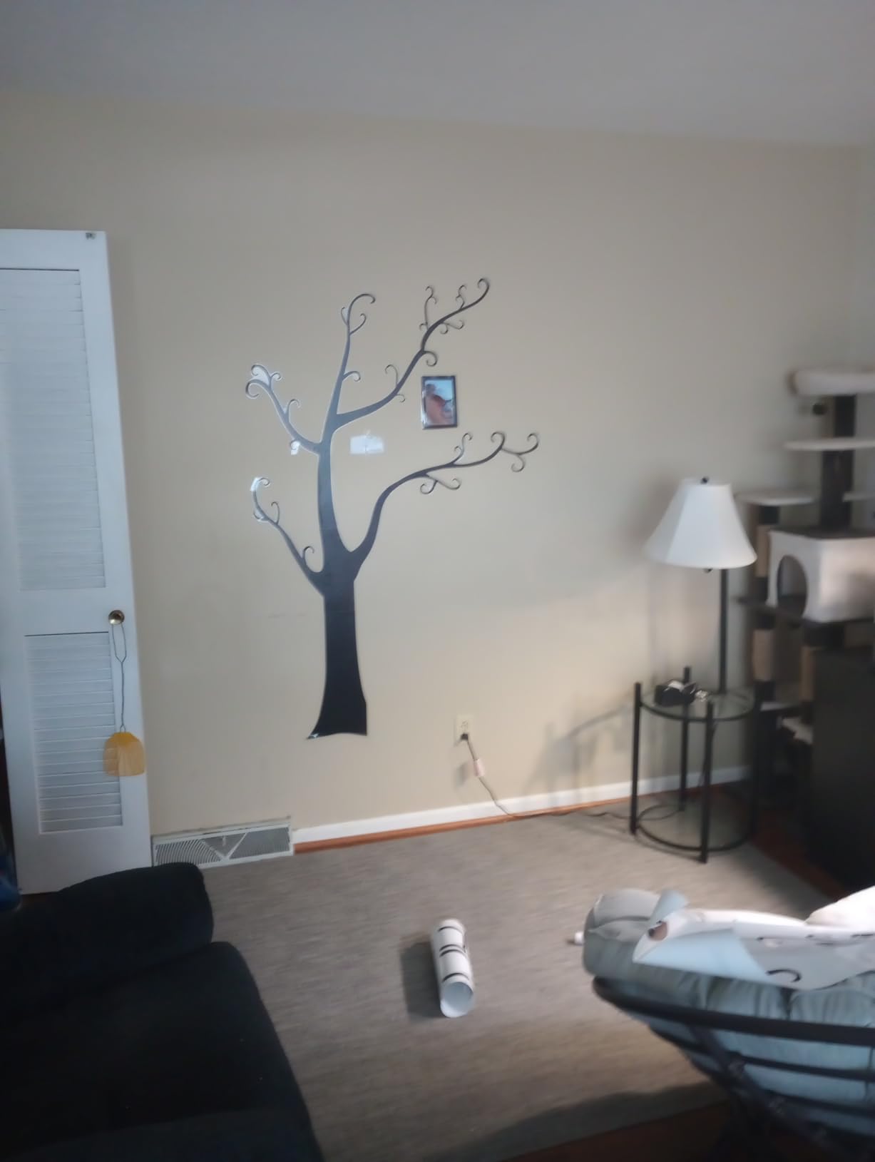 Large Family Photo Tree Wall Sticker 3D Peel and Stick Vinyl Photo Frame Tree Wall Decals Removable Quotes Leaf and Birds Wall Decor for Home Kids Bedroom Living Room Classroom Nursery (Right, Brown) customer photo 2