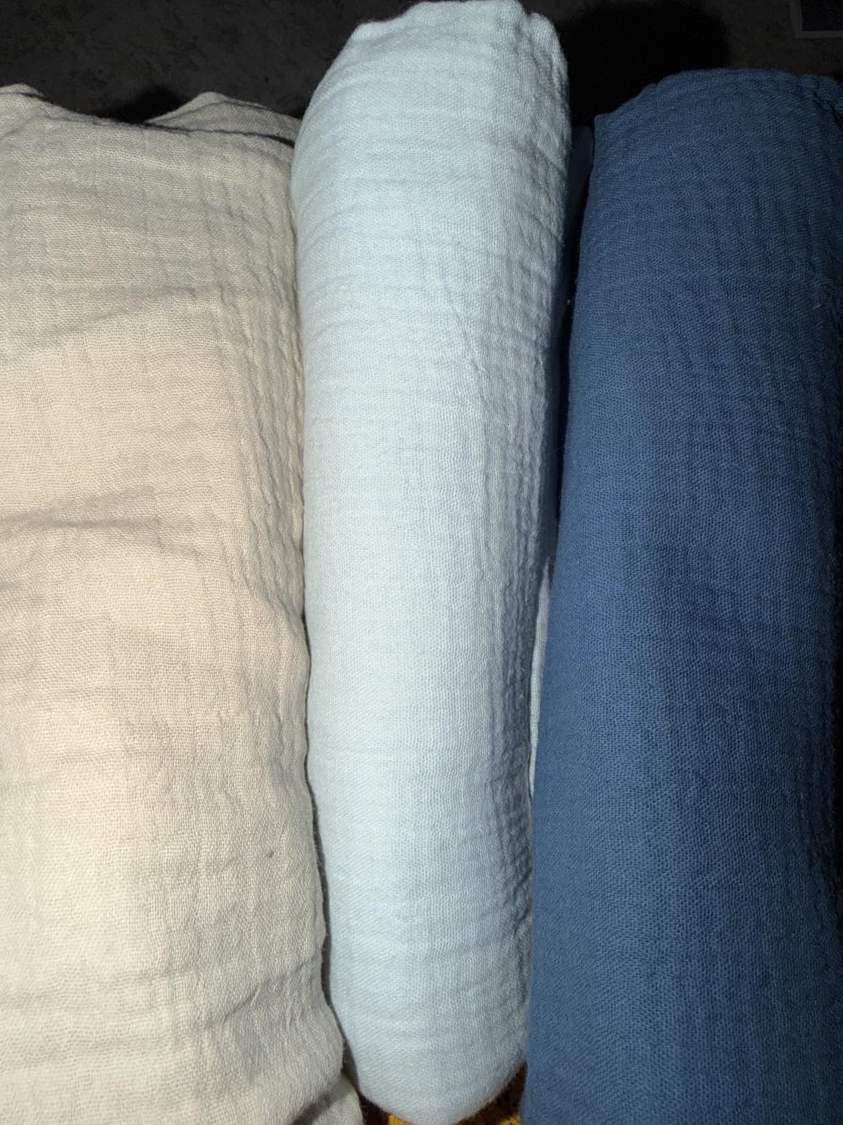 Muslin Swaddle Blankets for Newborn, 3 Pack Breathable Soft Receiving Blanket, Large 38 x 40 inches Swaddle Wrap Burping Clothes, Essentials Infant Shower Items, Toddler Gift (Bright Colors) customer photo 2