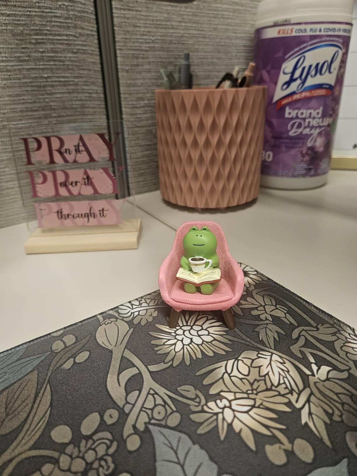 Refintural Miniature Frog Figurines - Funny Frog Sculpture for Shelf, Desk Decoration - Frog Desk Accessories - Perfect Cute Frog Gift for Frog Lovers (Pink Sofa) customer photo 2