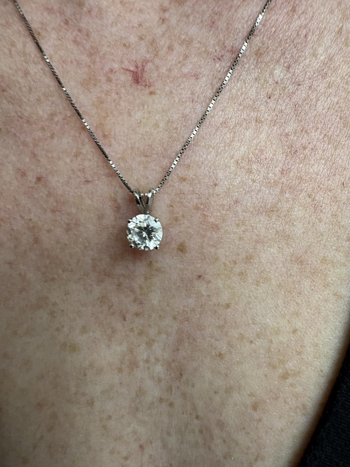 Houston Diamond District 0.5 to 10 CT Lab Grown Diamond Solitaire Pendant | 14K White Gold Round Cut Diamond 4 Prong Setting, Pendant Necklace Jewelry for Women E-F Color VS Clarity customer photo 1