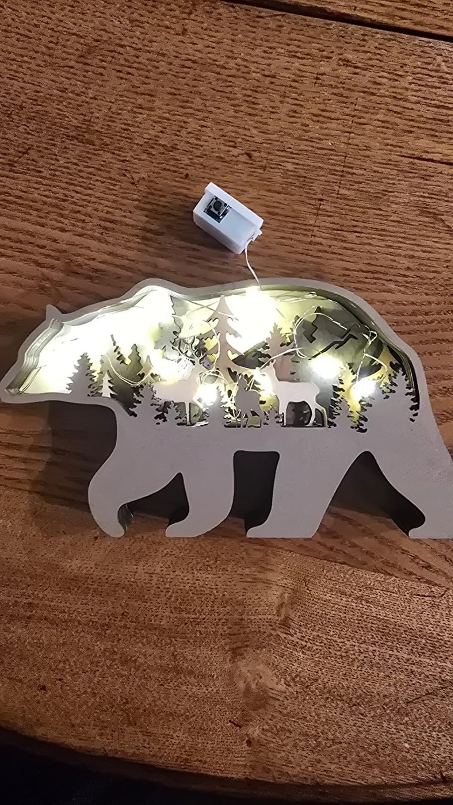 Drawelry 3D Wood Carving Animals Lamp Home Decorative, Cute Bear Family Elephant Presents Ideas Christmas Living Room Office Decor Warm LED Night Lights Gift for Friend Daughter Son Mom Dad (Moose) customer photo 1
