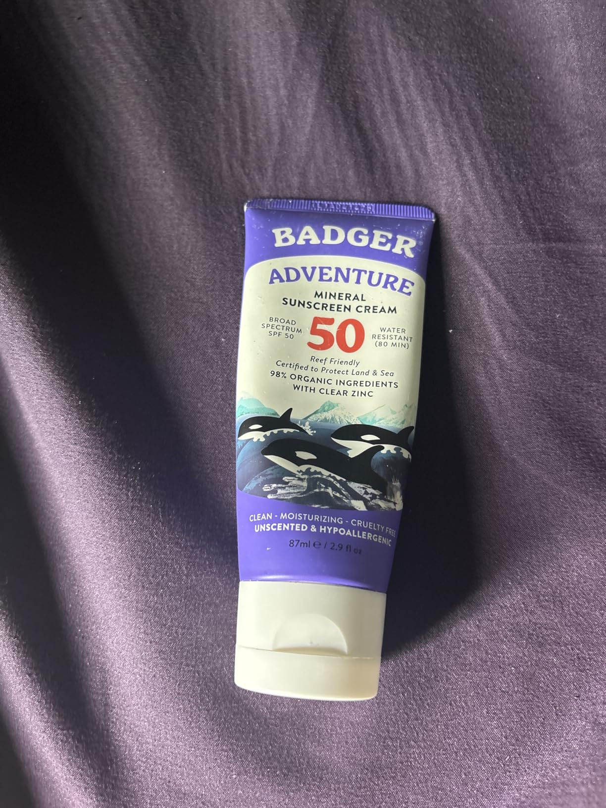 Badger Reef Safe Mineral Sunscreen, SPF 50, 98% Organic with Zinc Oxide, Non Toxic, Water Resistant, Unscented & Hypoallergenic, Broad-Spectrum, For Adventure & Sport, 2.9 fl oz customer photo 2