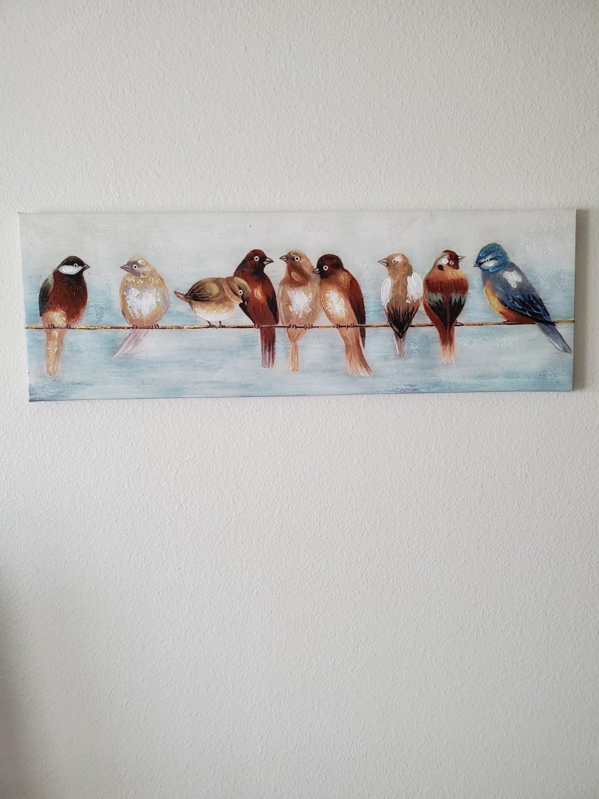 ARTISTIC PATH Vintage Cute Chickadee Wooden Framed Wall Art 24x8 Inch | Colorful Bird Painting, Rustic Sparrow Picture, Bluebird on Branch Prints, Countryside Artwork, Farmhouse Decor for Bedroom customer photo 1