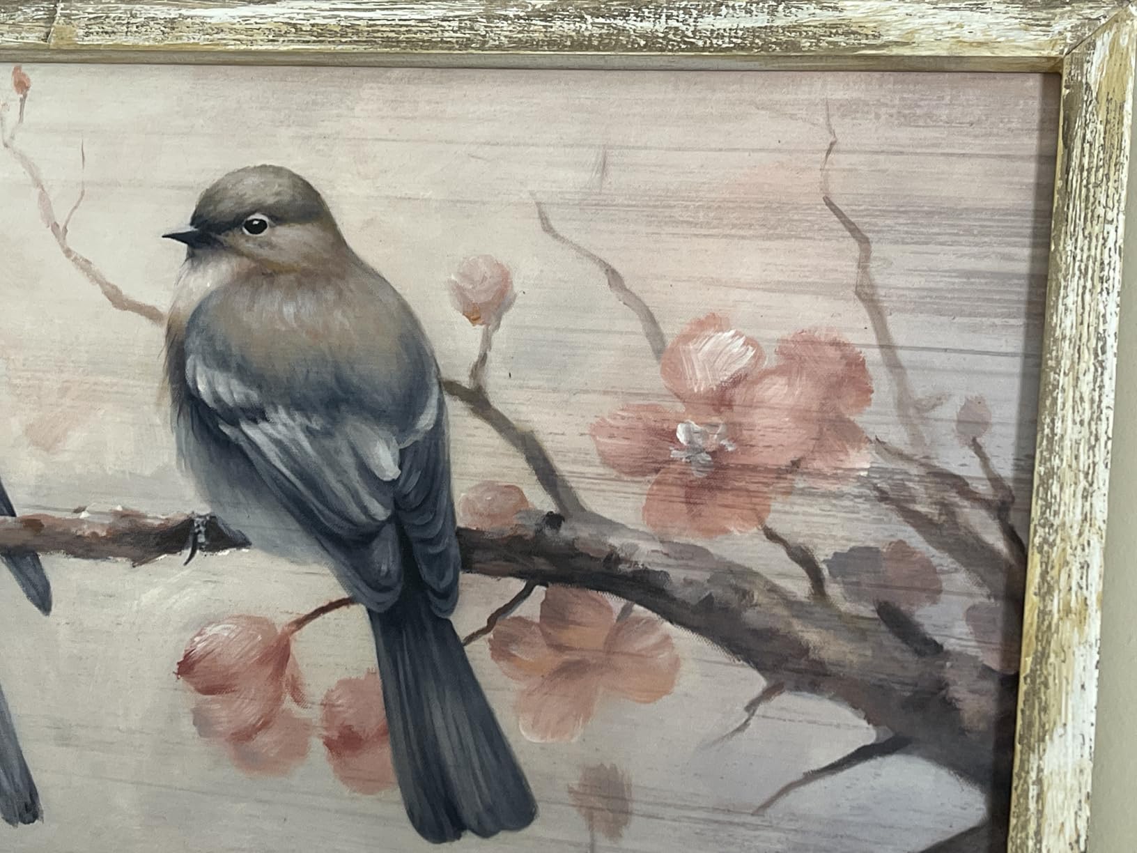 ARTISTIC PATH Vintage Cute Chickadee Wooden Framed Wall Art 24x8 Inch | Colorful Bird Painting, Rustic Sparrow Picture, Bluebird on Branch Prints, Countryside Artwork, Farmhouse Decor for Bedroom customer photo 2