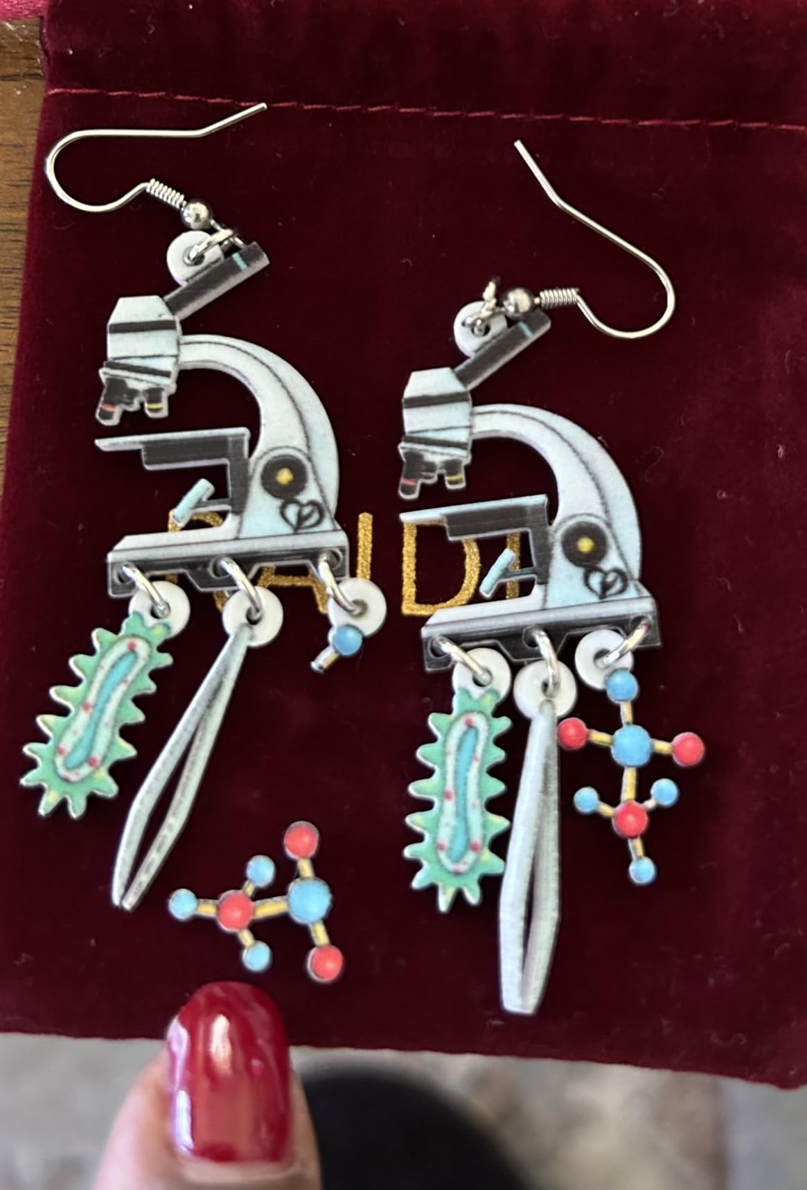 Acrylic Colorful Science Laboratory Microscope Teacher Dangle Earrings, Biology Chemistry Teacher Appreciation Gifts customer photo 1
