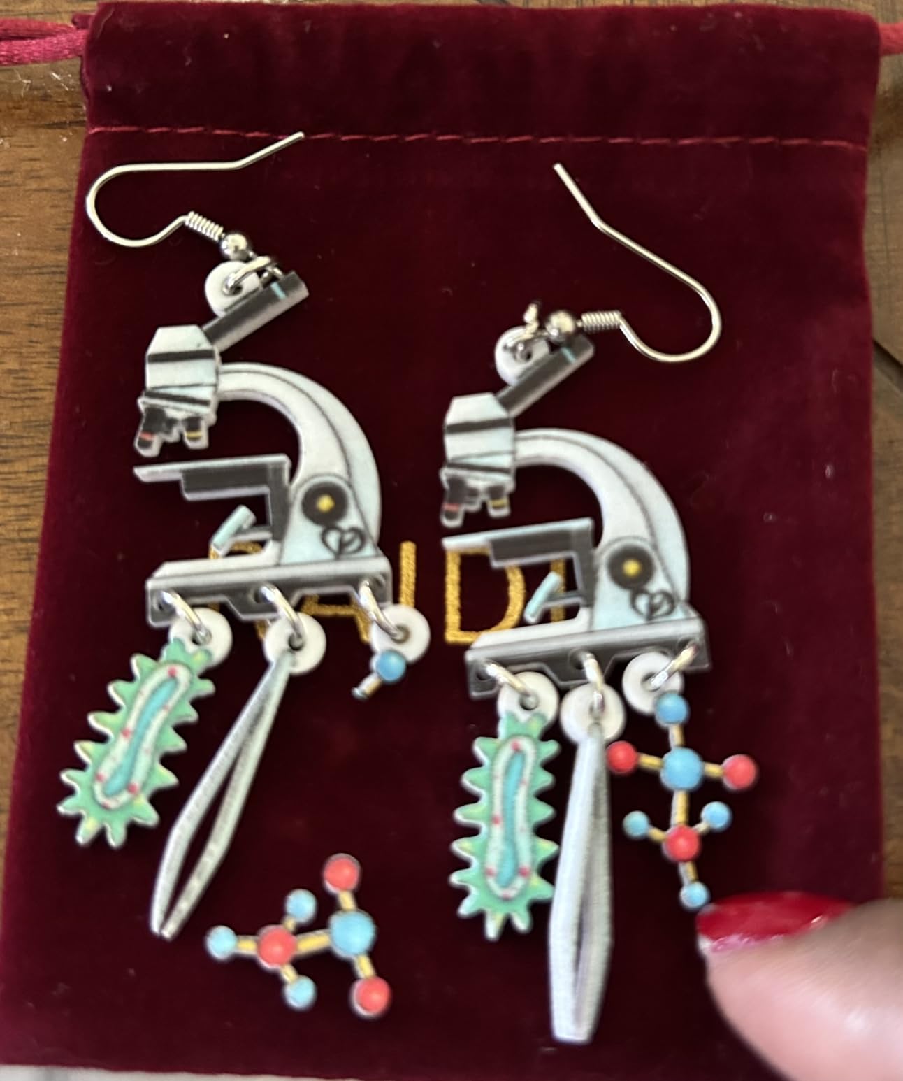 Acrylic Colorful Science Laboratory Microscope Teacher Dangle Earrings, Biology Chemistry Teacher Appreciation Gifts customer photo 2