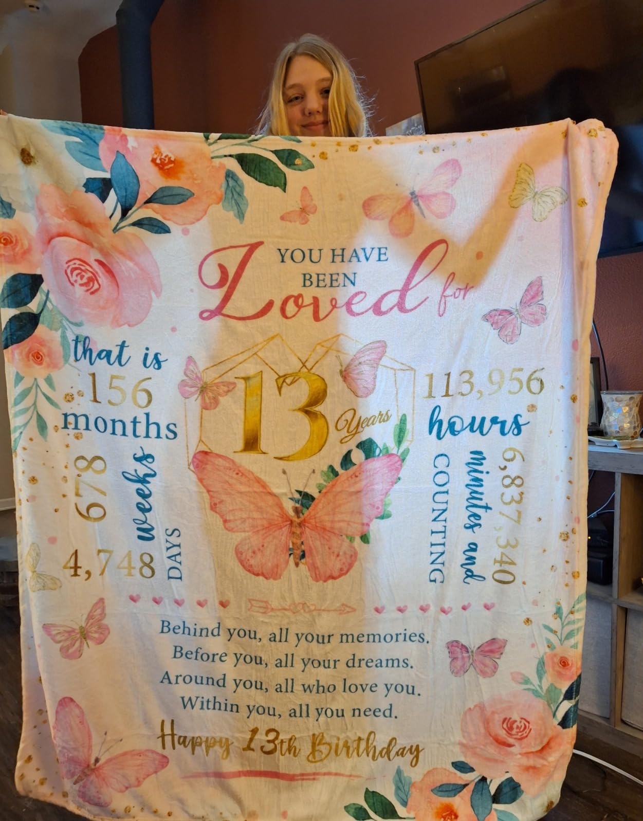 Birthday Gifts for 15 Year Old Girl Throw Blanket 60x50, Quinceanera Gifts for Girl, 15th Birthday Gift Ideas for Teen Girls customer photo 1