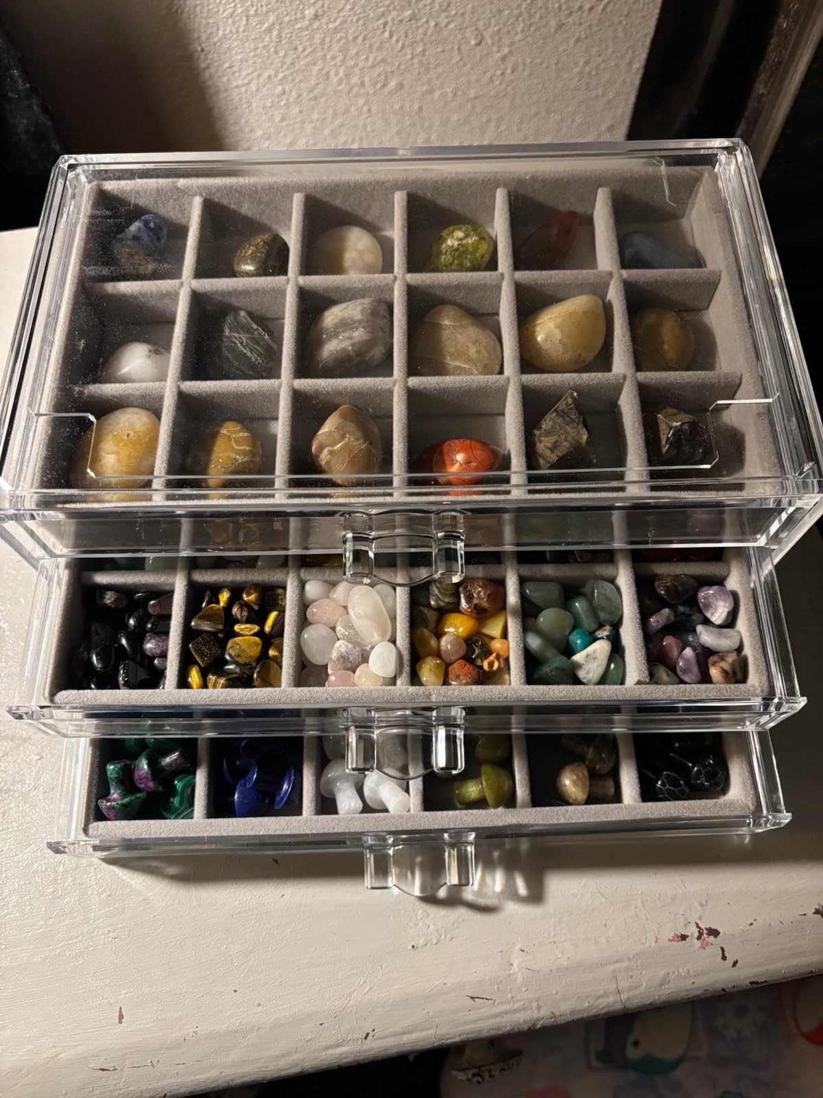 Rock Display Case, Rock Collection Box for Kids & Adults | Crystal Display Shelf, Organizer & Case for Gemstone, Fossil, Mineral | Rock Collection Display Case for All Collectibles customer photo 1