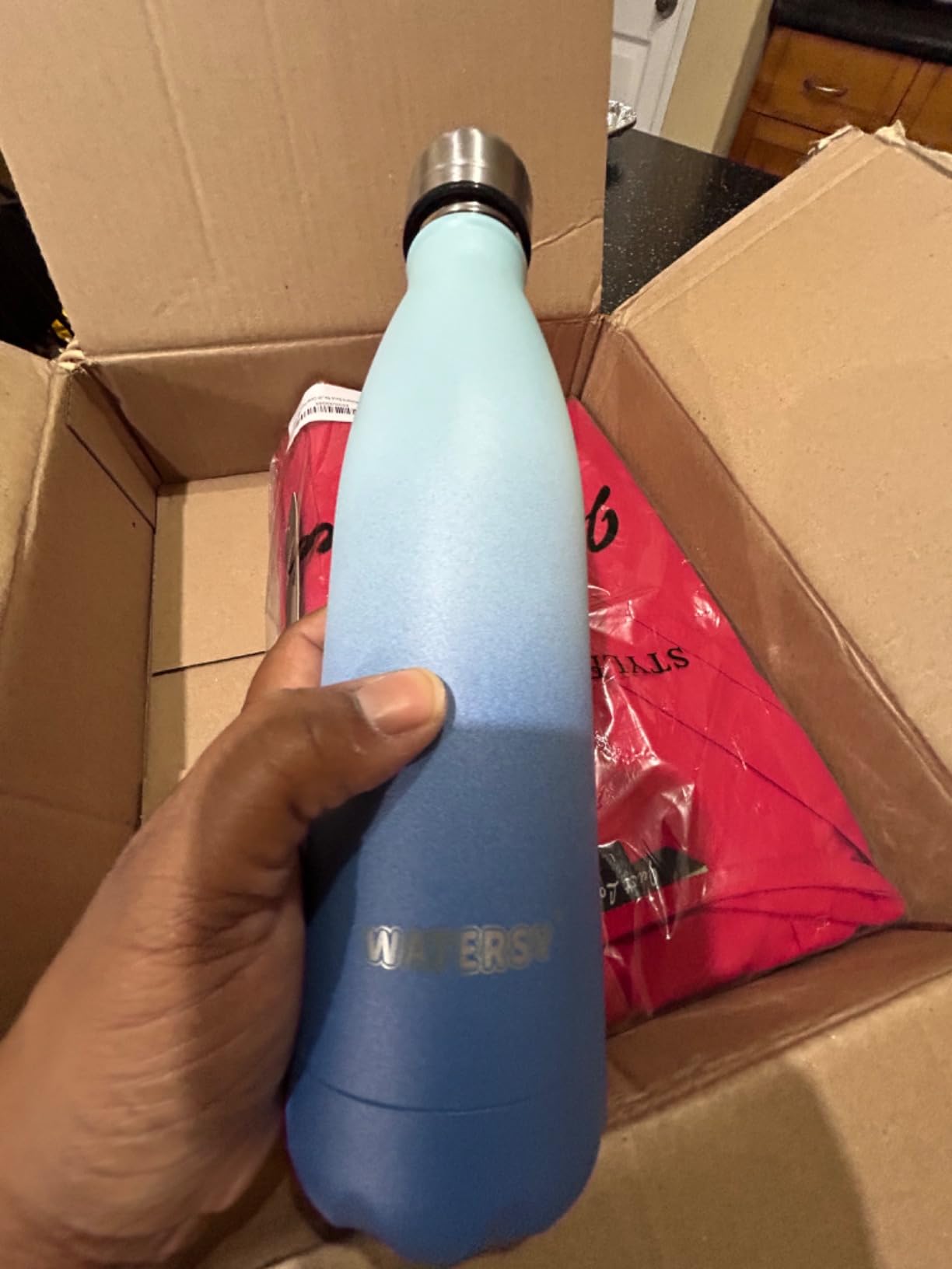 WATERSY Stainless Steel water bottle, 17oz Insulated Water Bottles | Deep Blue metal water bottle Keeps Drink Cold and Hot, BPA Free kids water bottles for School, Gym, Travel, Sports customer photo 2