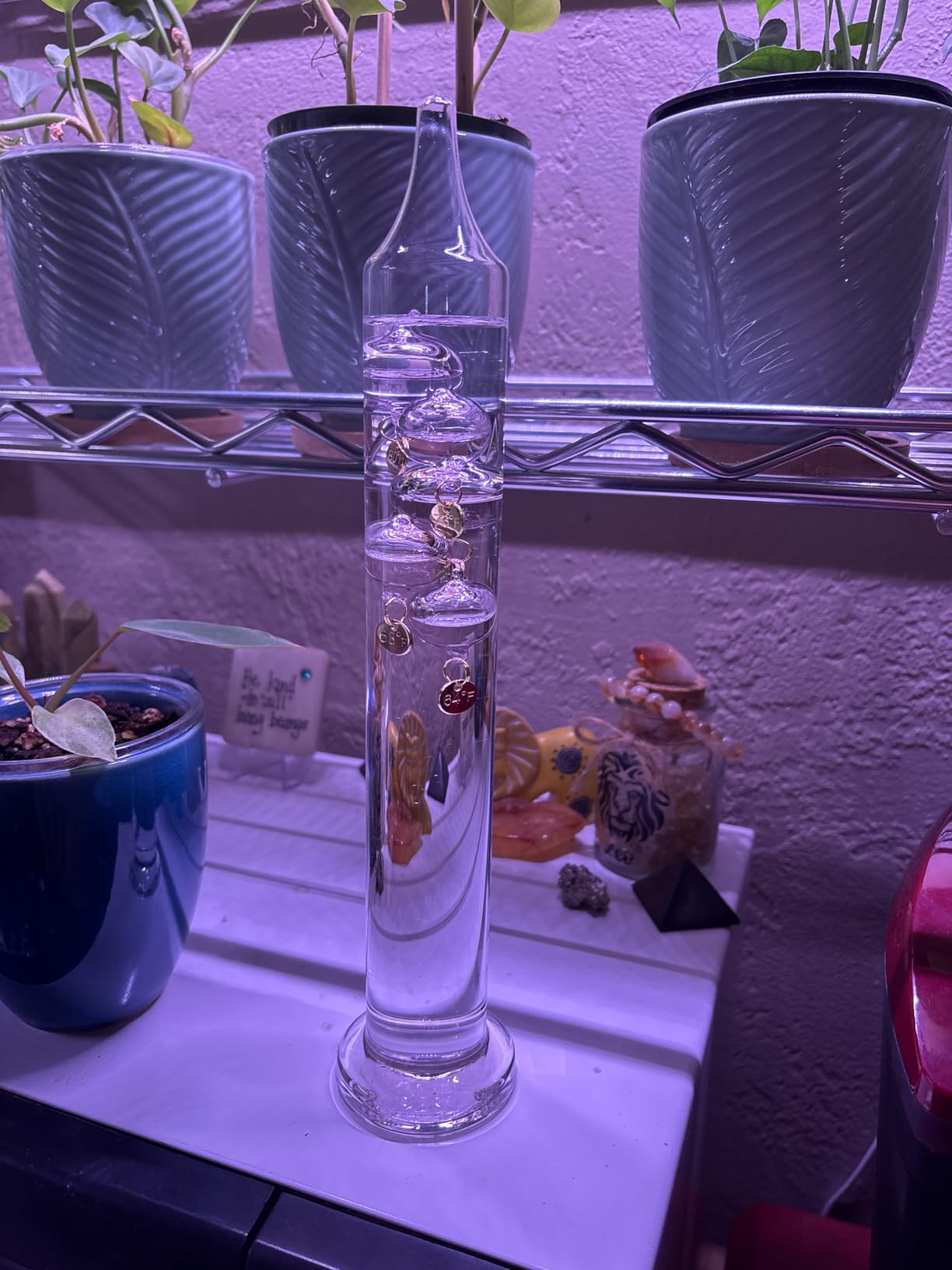 Glass Galileo Thermometer with 5 Multi Colored Balls 11inch | 64F to 80F customer photo 1