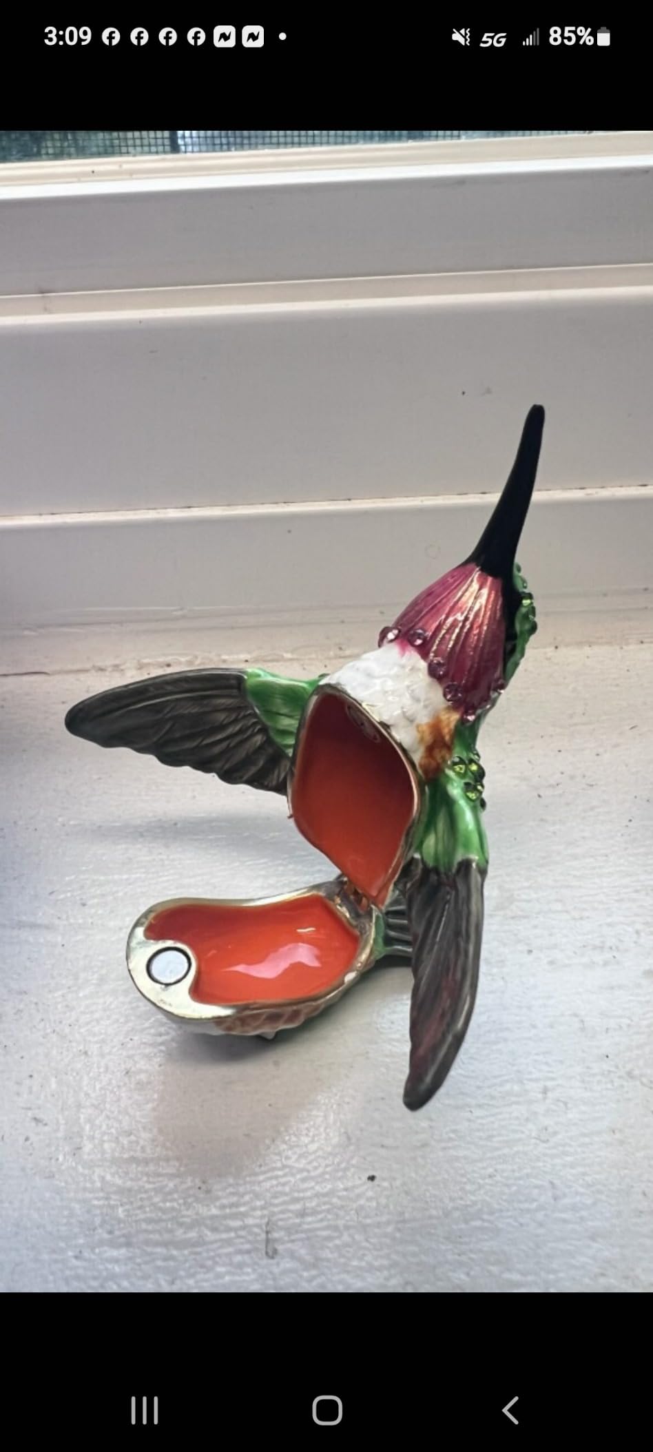 Hand Painted Enamel Barn Owl Trinket Box, Hinged Unique Mini Ring Necklace Jewelry Organizer, Classical Bejeweled Storage, Figurine Collectible Keepsake Home Decor (Barn Owl) customer photo 2