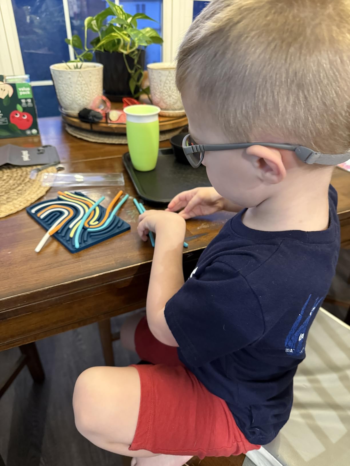 Pushpeel Sensory Activity Board: Silicone Fidget Toy for Calming, Stress, Anxiety, ADHD & Autism | Silent, No Mess | Kids 3+ & Adults | Includes Portable Travel Bag & 11 Strings customer photo 2