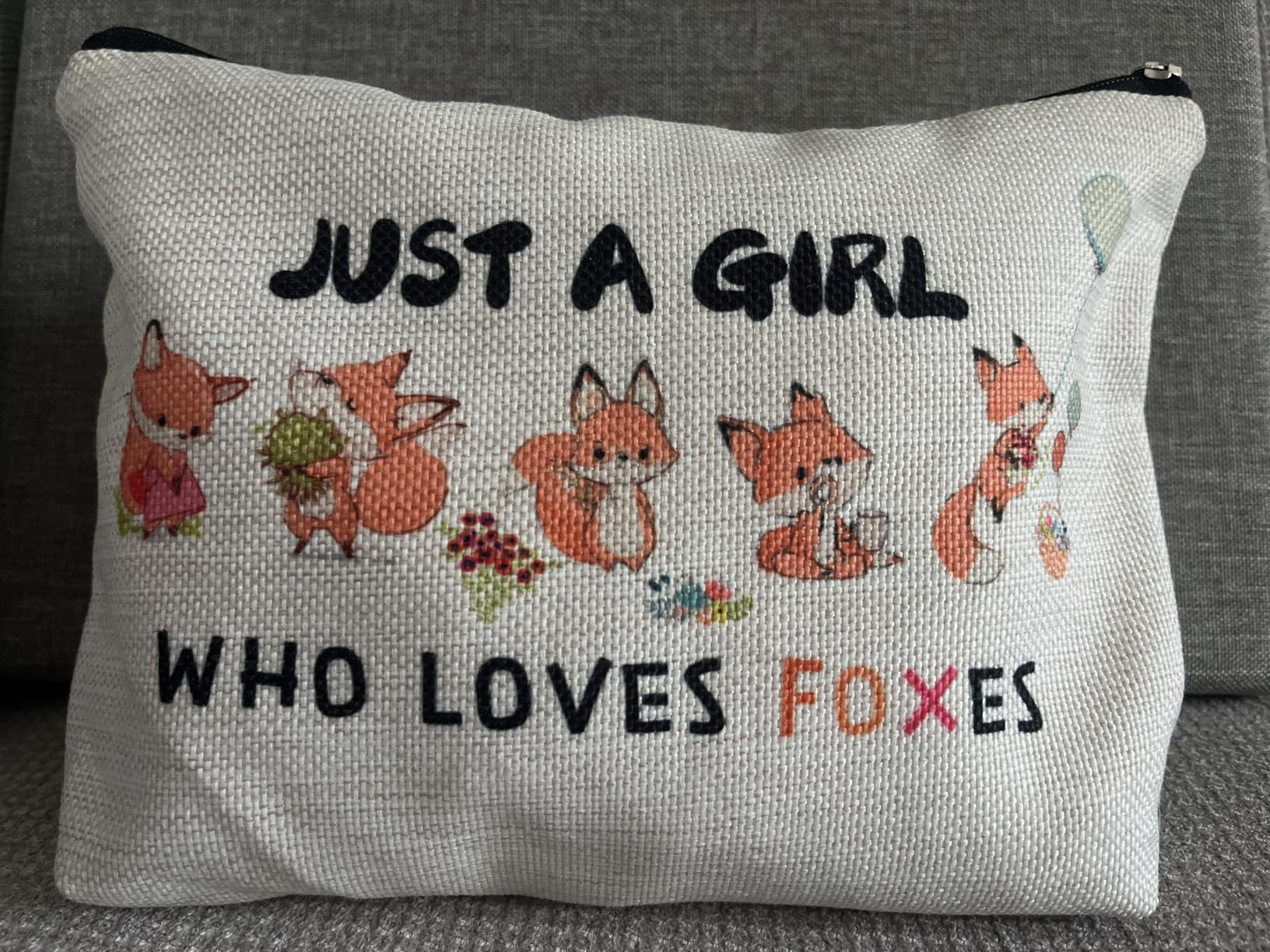 Fox Makeup Bags for Women, Cute Fox Themed Gifts for Girls, Just A Girl Who Loves Foxes Cosmetic Pouch for Mom Teens Daughter Sister Bestie, Funny Animal Lovers Stuff Birthday Christmas Decorations customer photo 2