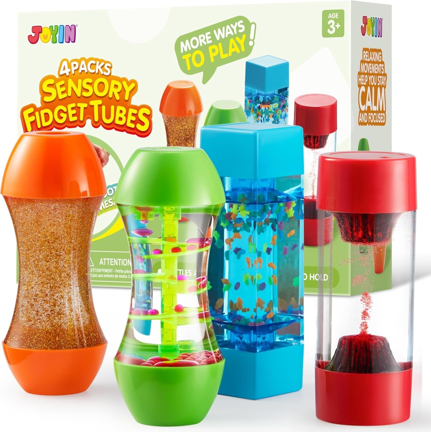 JOYIN 4-Pack Fidget Tubes for Kids, Sensory Tubes, Stress Relief Toy, Speech Therapy, Calming Toys for Children with Autism, Calm Down Corner Classroom Supplies, Back to School Gifts for Toddlers customer photo 2