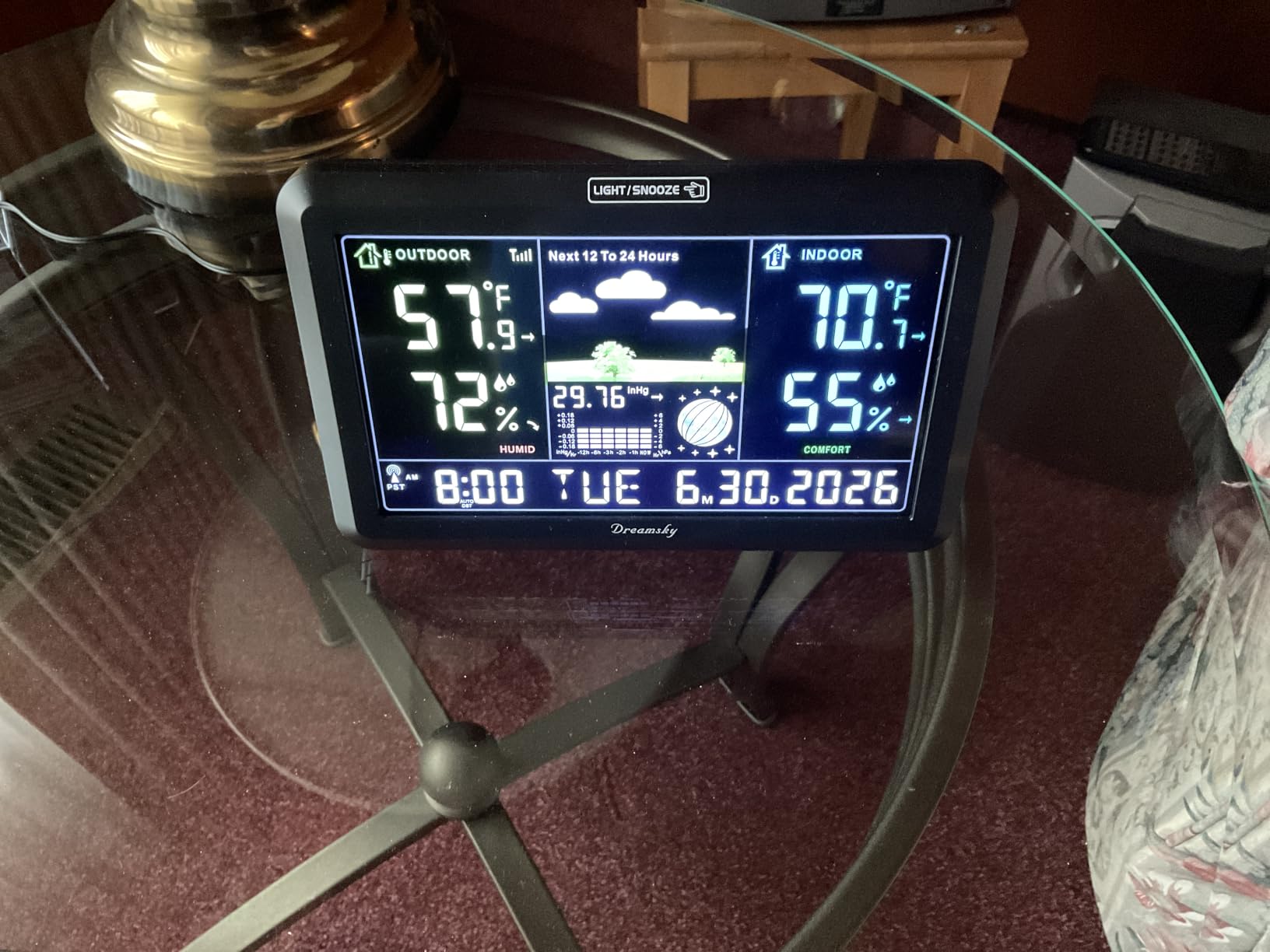 DreamSky Weather Station Indoor Outdoor Thermometer Wireless, Atomic Clock | Digital Large Display with Backlight Dimmer, USB Port, Inside Outside Temperature Humidity Monitor for Home (Plug-in) customer photo 1