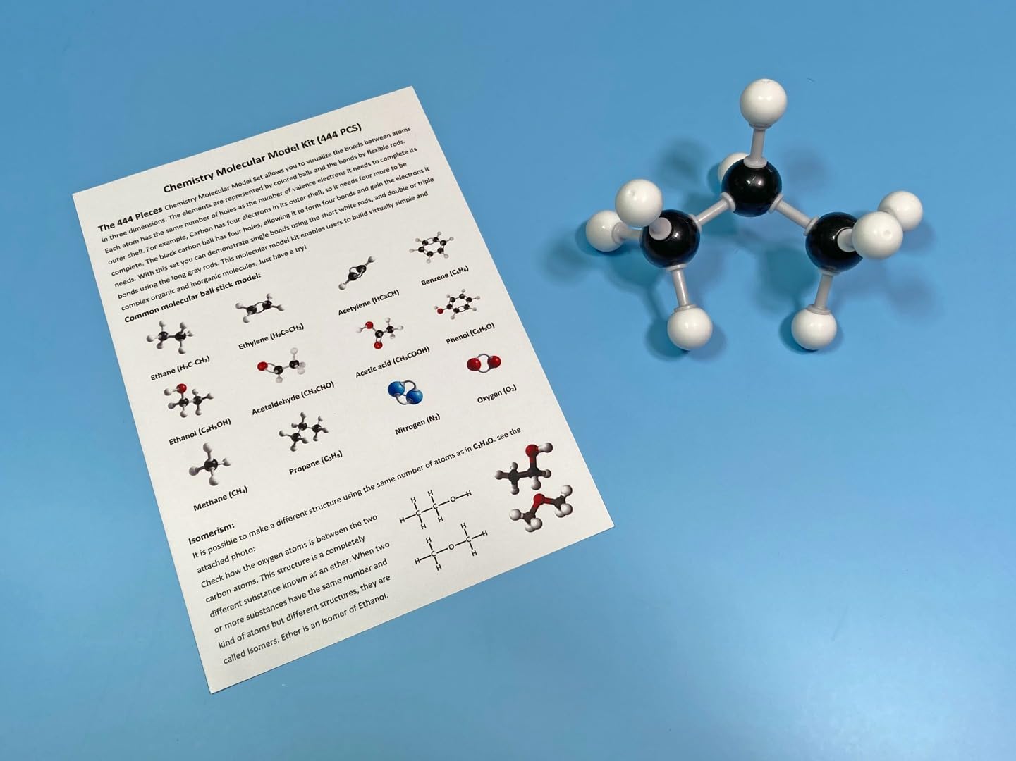 Molecular Model Kit, 444 Pcs Organic Chemistry Structure Set | Includes with 136 atoms,158 bonds, Build Chemical Structure, C60 Fullerene, Visualize Organic Molecule, High School & College customer photo 2
