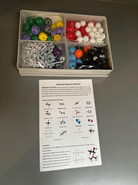Molecular Model Kit, 240 Pcs Organic Chemistry Structure Set | Includes with 86 atoms and 154 bonds, Build Molecular Structures, Visualize Organic Molecules, High School & College customer photo 1