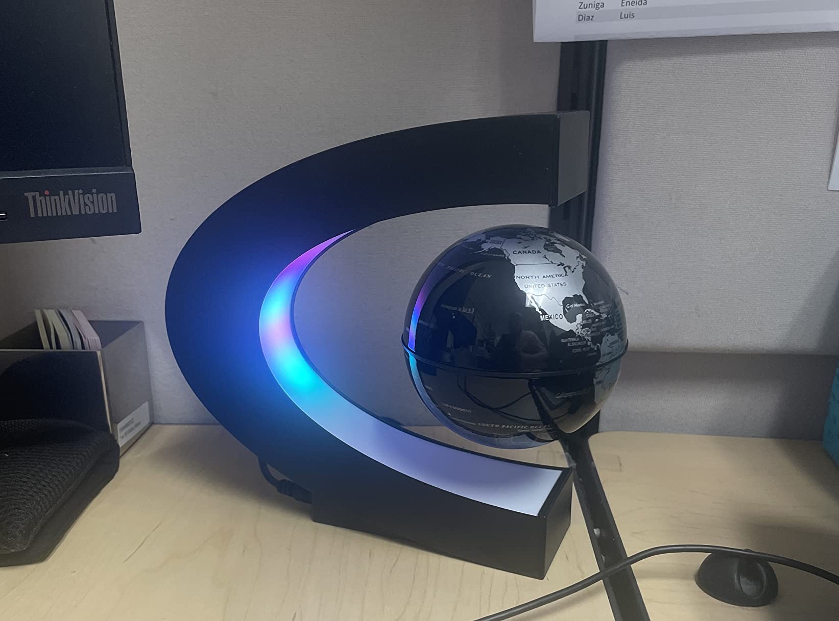 MOKOQI Magnetic Levitating Globe with LED Light, Cool Tech Gift for Men Father Boys and Girls, Birthday Gifts for Kids, Floating Globes World Desk Gadget Decor in Office Home Display (Silver) customer photo 2