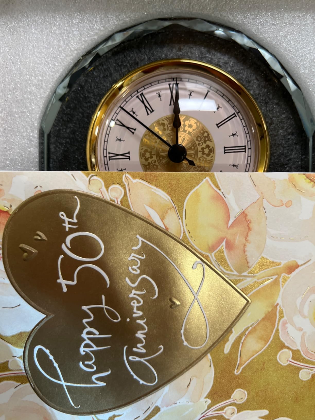 YWHL 55th Wedding Anniversary Quartz Clock Gifts for Couples, 55 Year Anniversary Glass Keepsake Gift for Parents Grandparents, Table Clock 55th Anniversary Party Decoration (Battery not Included) customer photo 1