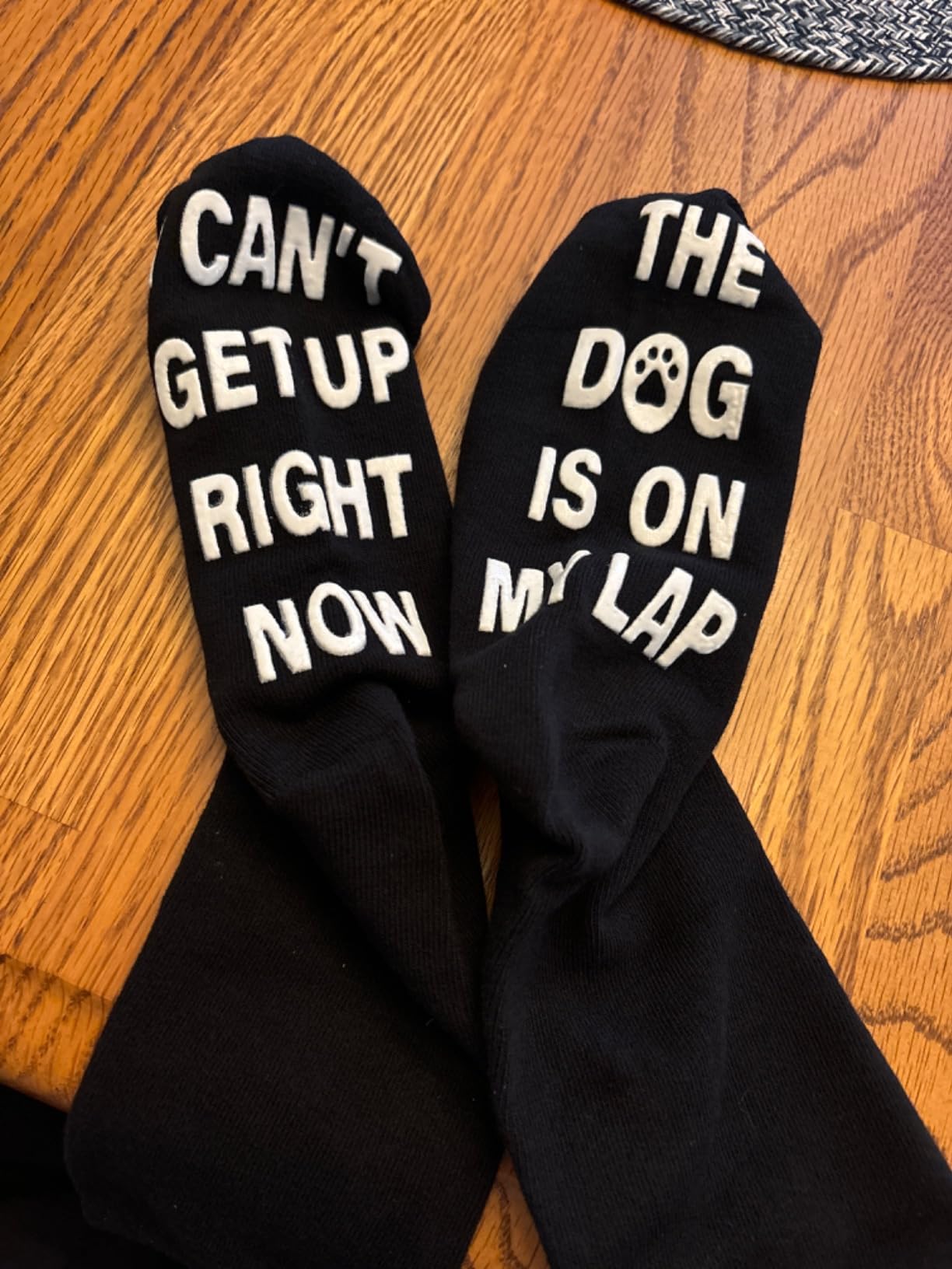 ZXGXLAW Mens & Women Dog Socks,Gifts for Dog Lovers,Fun Stocking Stuffer | Made from 90% cotton and 10% spandex,US Size:6-12,I Cant Get Up,The Dog Is On My Lap,Fun Gifts for Dog Lovers customer photo 1