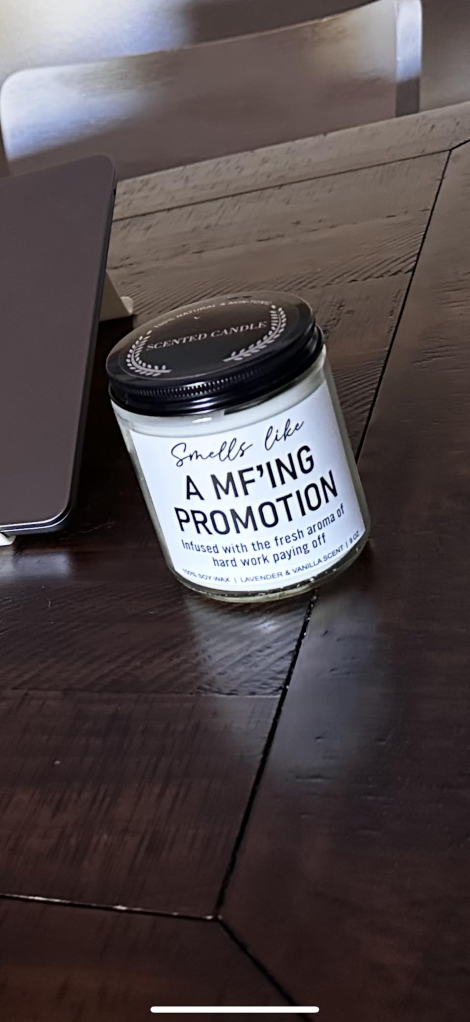 Younift Funny Scented Candles - Congratulations on Your Promotion, New Job Gifts for Women, Men - Job Decorations - 9 oz customer photo 2