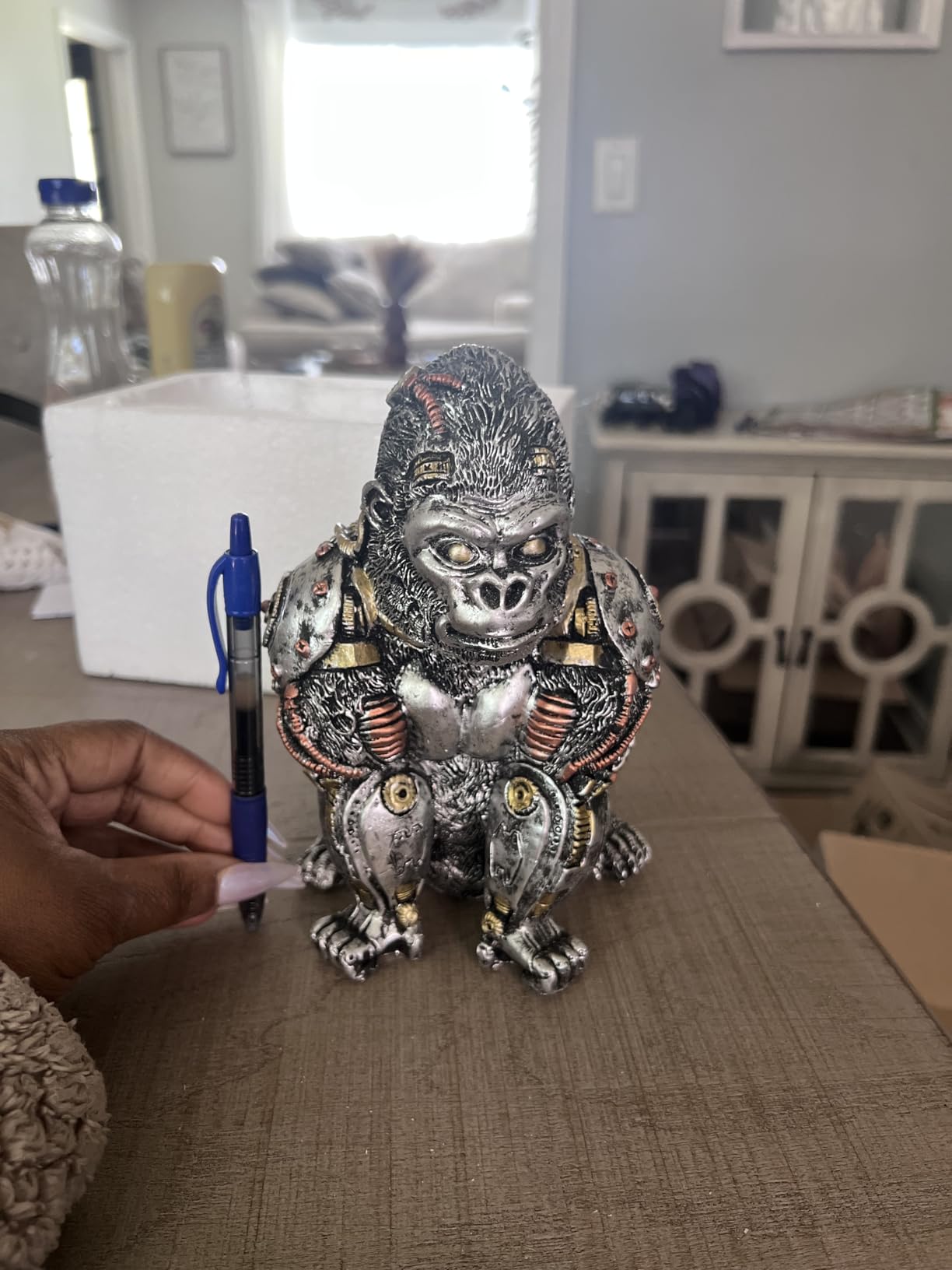 Rhino Statue and Carved Sculpture Mechanical Punk Style Rhino Animal Steampunk Modern Home Decor Resin for Coffee Table, Living Room, Entrance, Shelf Decor (Rhino) customer photo 1