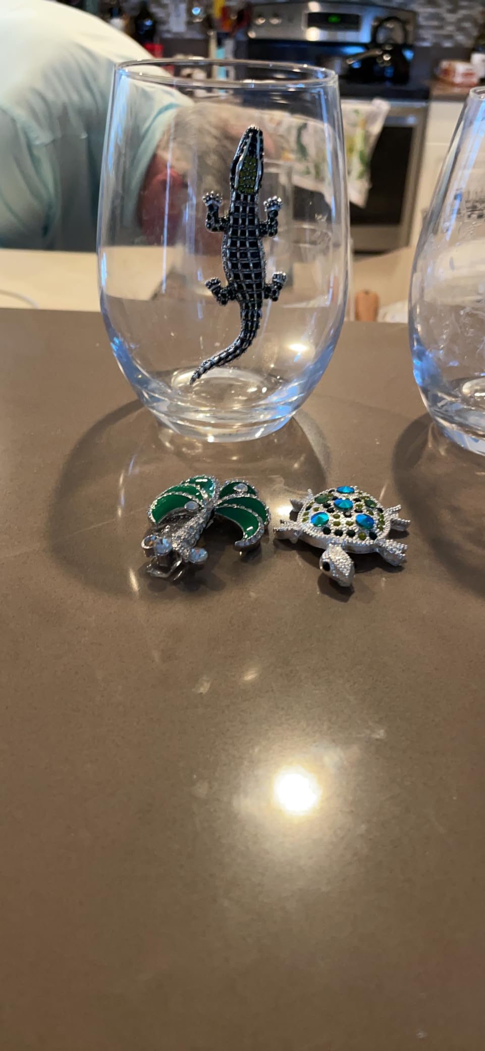 THE QUEENS' JEWELS Blue Seahorse Jeweled Stemless Wine Glass, 21 oz. - Unique Gift for Women, Birthday, Cute, Fun, Not Painted, Decorated, Bling, Bedazzled, Rhinestone customer photo 2