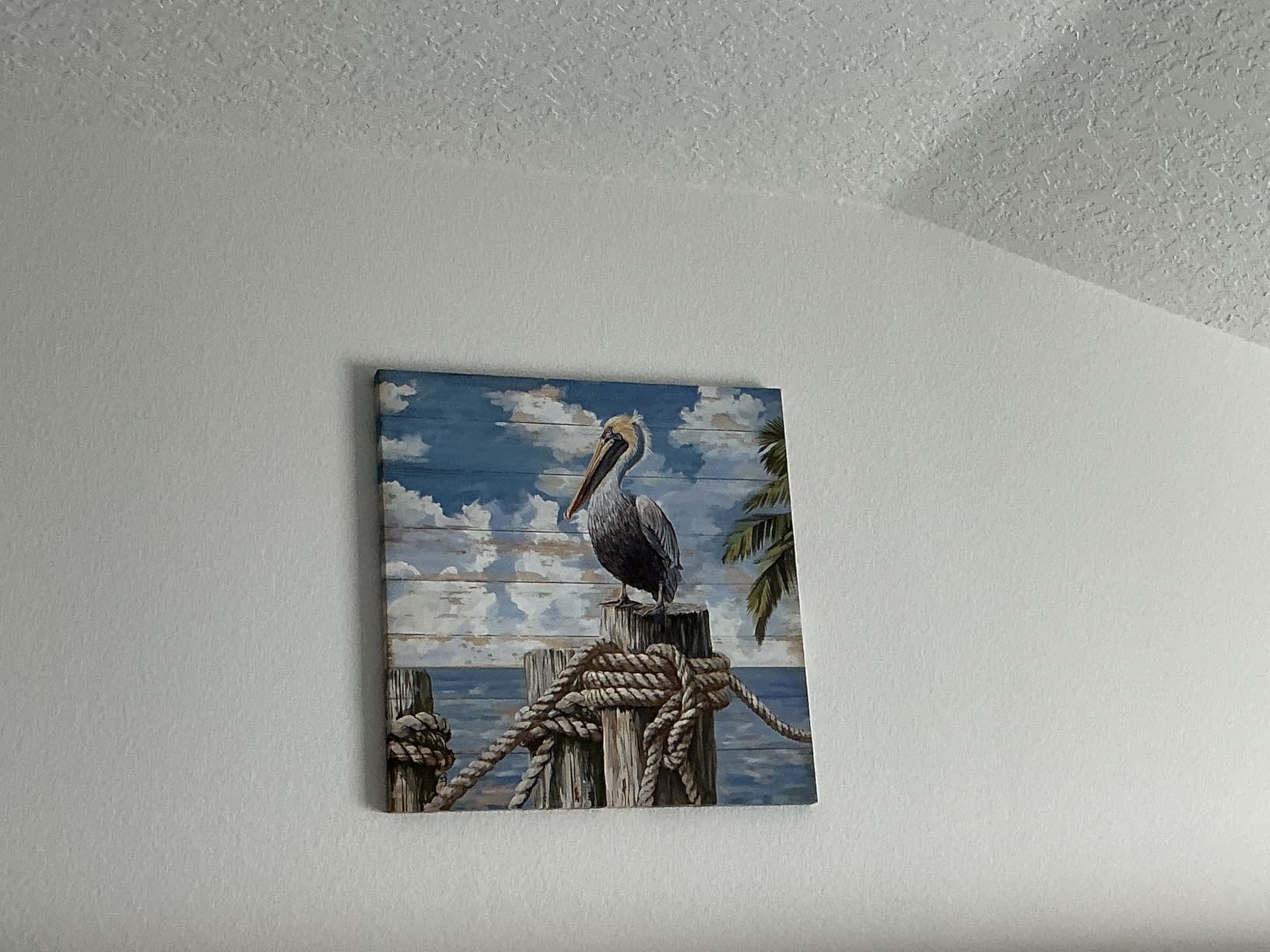 Bathroom Decor Pelican Wall Art Canvas Print | Ocean Theme Blue Sea Picture Modern Coastal Artwork Framed Hanging Dining Office Living Room customer photo 1