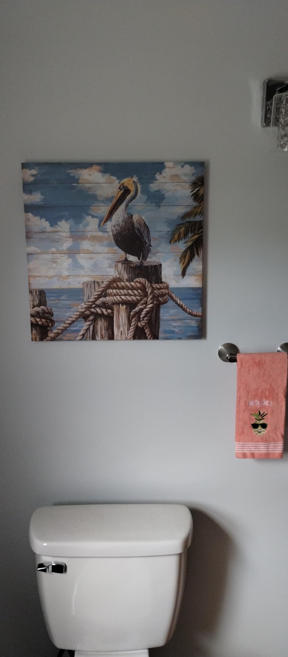 Bathroom Decor Pelican Wall Art Canvas Print | Ocean Theme Blue Sea Picture Modern Coastal Artwork Framed Hanging Dining Office Living Room customer photo 2