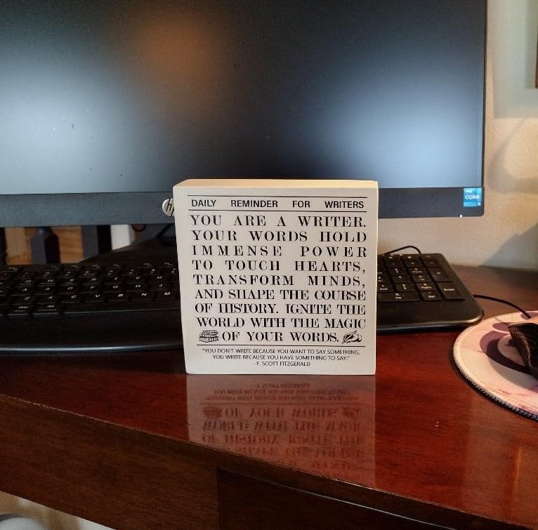 Writer Gifts for Women Men, Author Novelist Writing Lover Journalist Christmas Birthday Gifts Writer Home Office Desk Decor Wooden Box Sign, Someone Out There Needs Your Writing customer photo 1