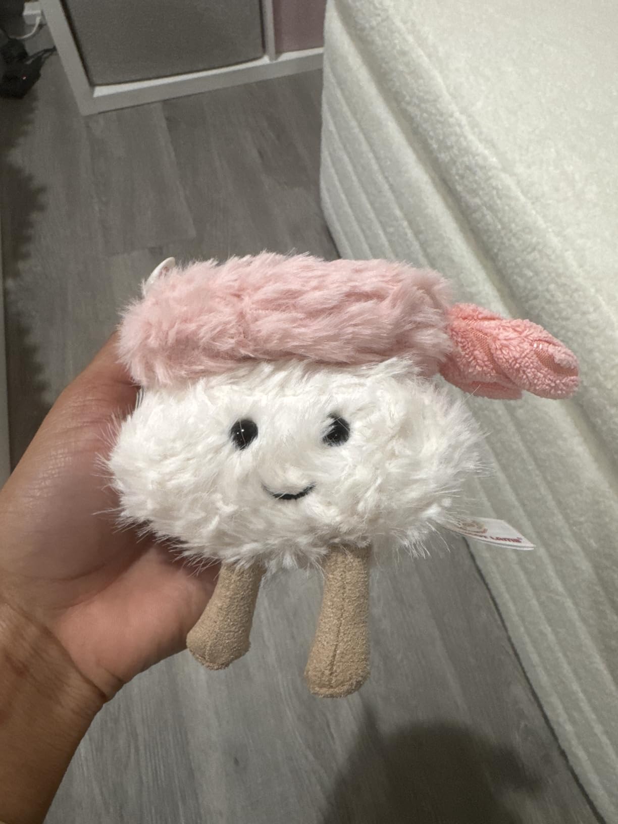 Apricot Lamb Plush Food Soft Stuffed Animals Plush Toys Shrimp Sushi 3.1'' customer photo 2