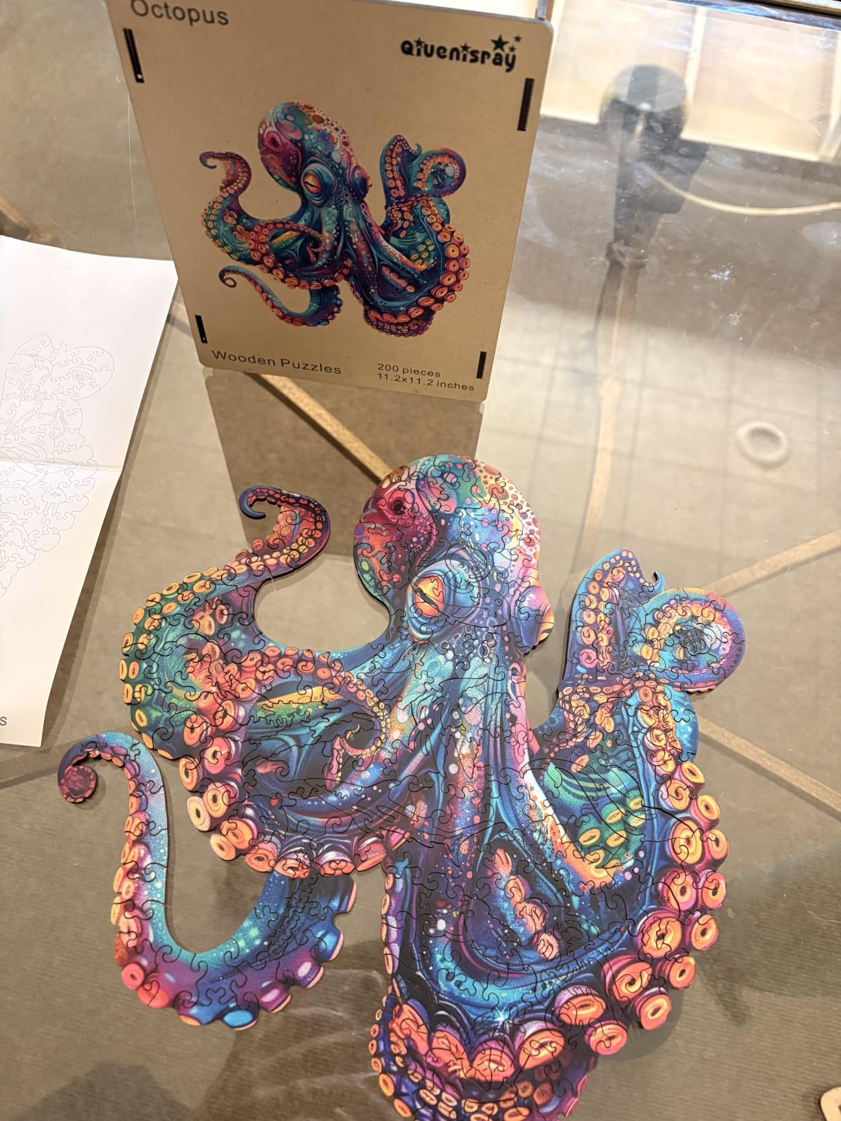 Qiuenisray 500 Piece Puzzles for Adults, Wooden Octopus Jigsaw Puzzles | FSC Certified Cool Puzzles, Unique Shape Ocean Puzzle Piece, Wall Decor, Wood Creative Gift for Family Game 16.9x16.9 in customer photo 1
