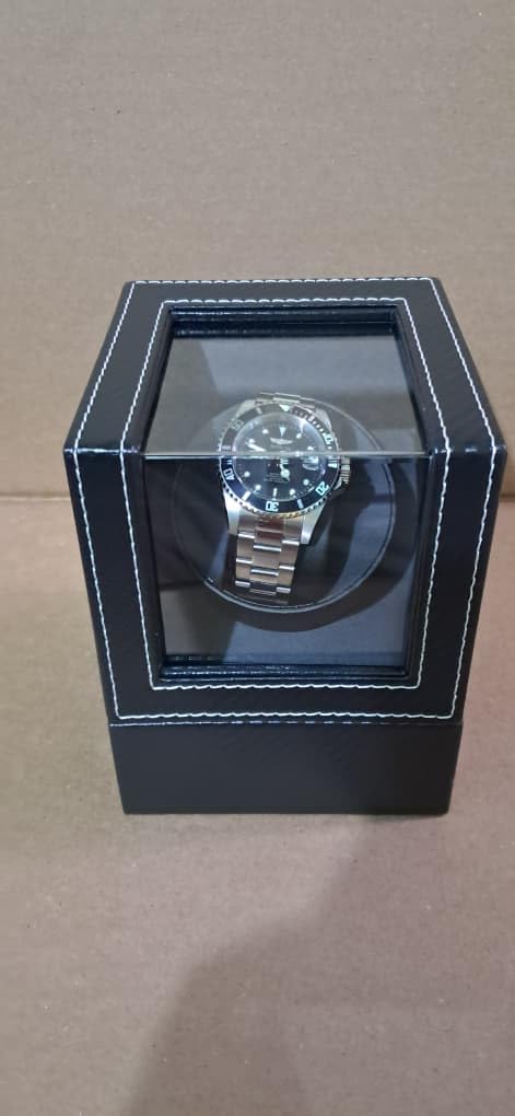Watch Winder for Automatic Watches: Automatic Single Watch Winder Box with Japanese Quiet Motor, Rotating Watch Case in Black Carbon Fiber Leather, Gifts for Men & Collectors customer photo 1