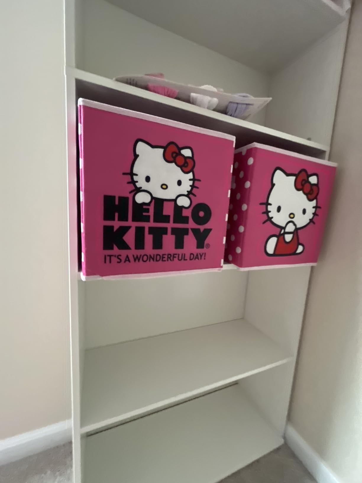 Hello Kitty Set of 2 Storage Cubes with Handles, Durable Foldable Fabric Organizer Bins for Bedroom, Closet, Nursery & Dorm, 10x10x10 Inch Cube Storage Baskets for Toys, Clothes & Shelves customer photo 2