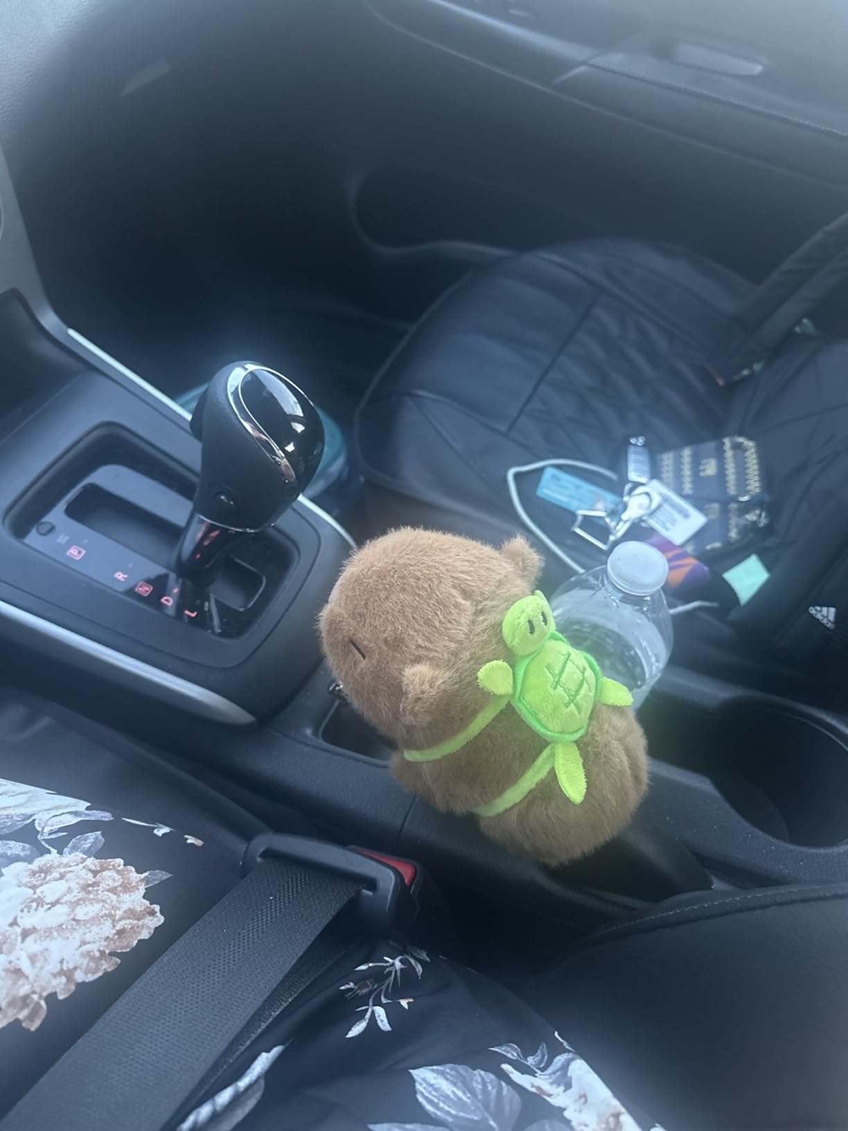 NMOHYDEU Cute Capybara Car Shift Knob Accessories Funny Capybara Plush with Turtle Gear Shifter Decor Car Decorations Gifts for Men Women 5.9 in customer photo 2