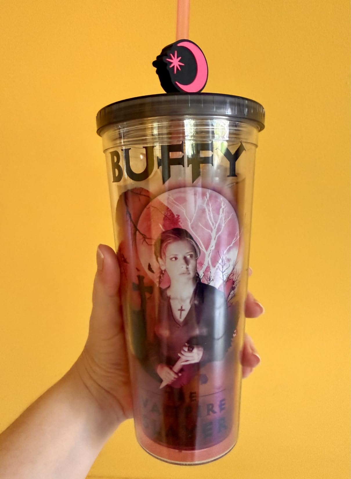Silver Buffalo Disney Pixar Inside Out Emotions, Plastic Cold Cup, 24oz | 2 Riley's, Anxiety, Anger, Joy, Fear, Sadness and Disgust, Iridescent, Lid and Straw Topper, 0.71 Liters customer photo 1