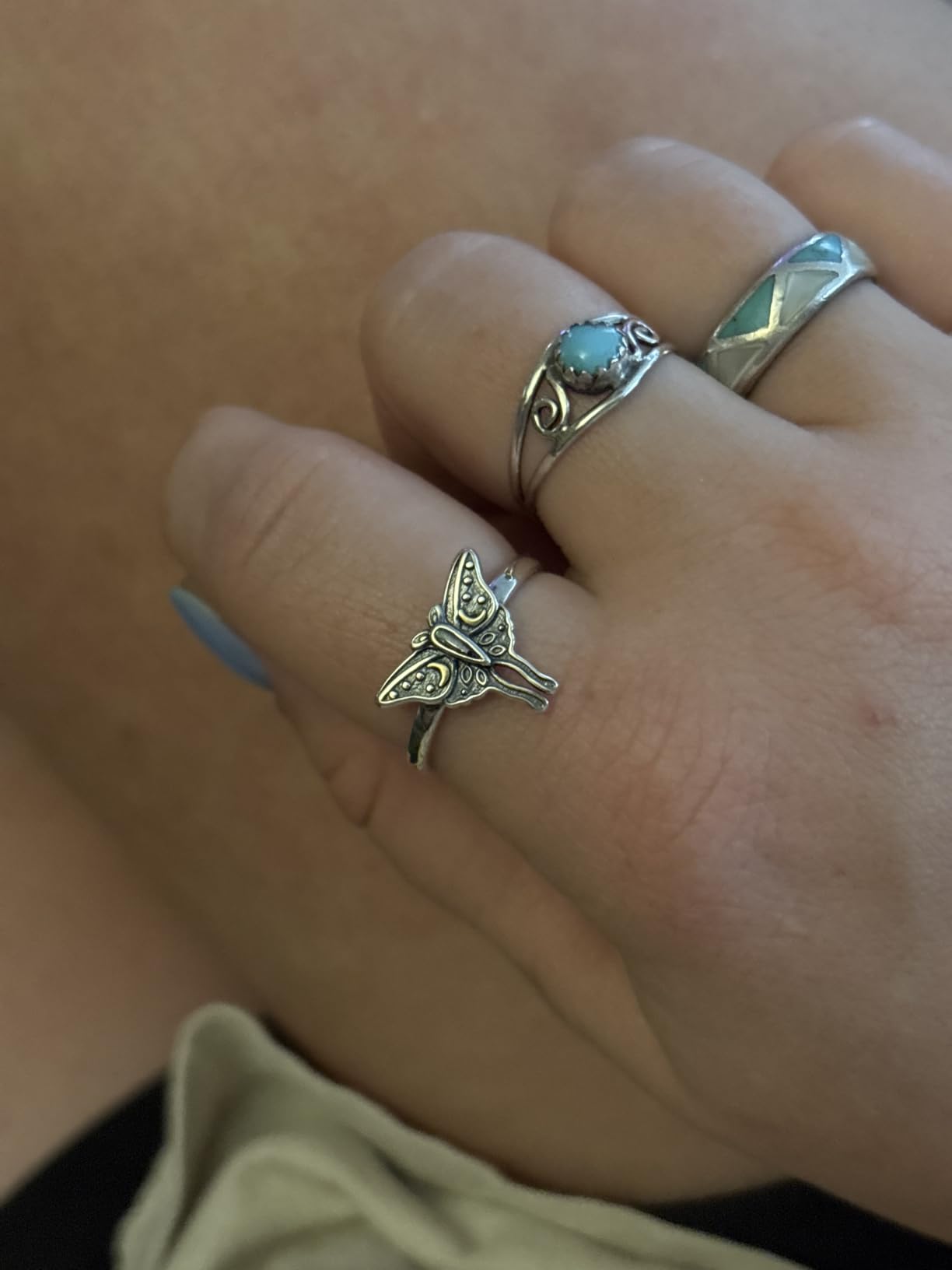 Alphm S925 Sterling Silver Luna Moth Ring with Celestial Moth Ring Jewelry customer photo 1